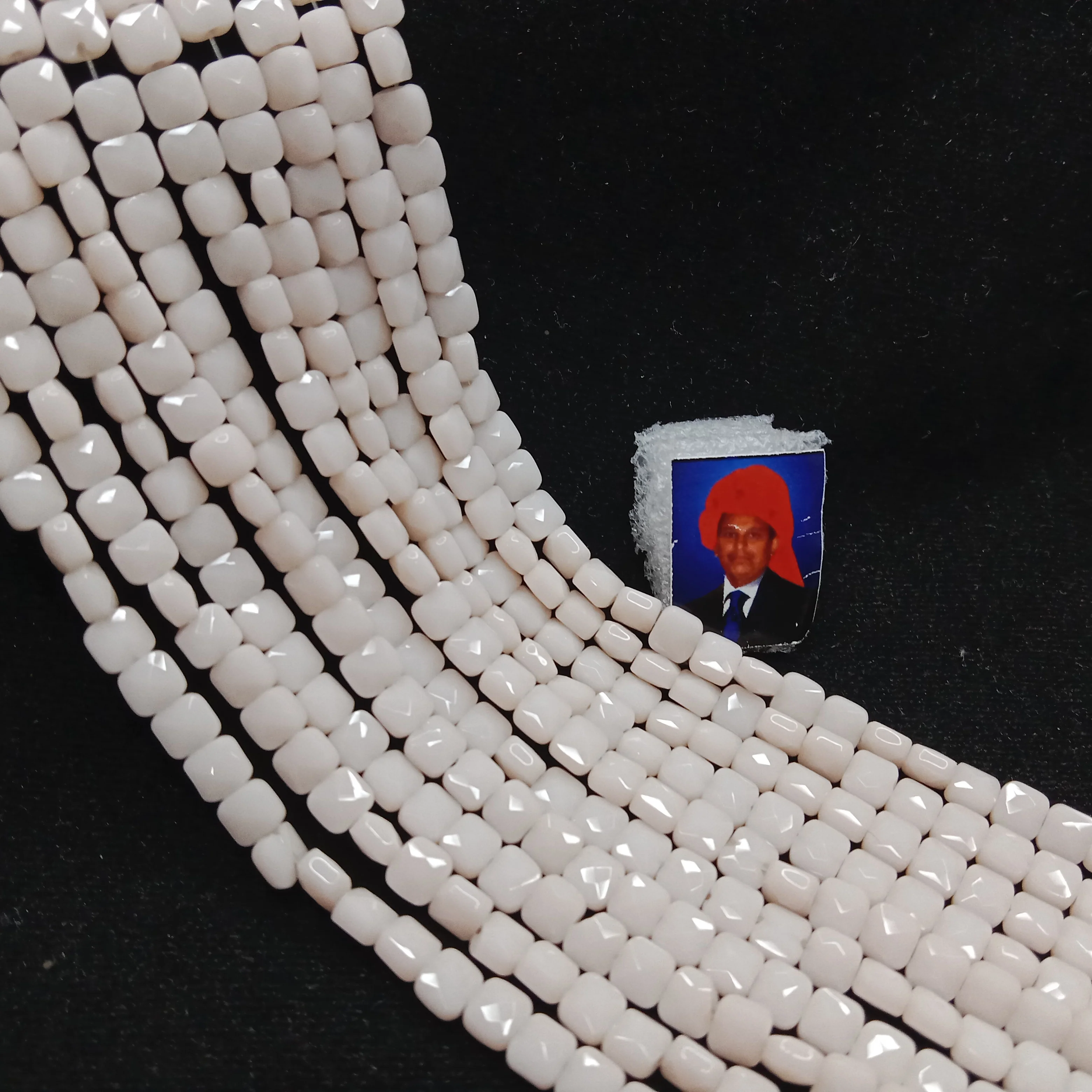 high quality cream flat square shape crystal beads 5x5mm 1 string