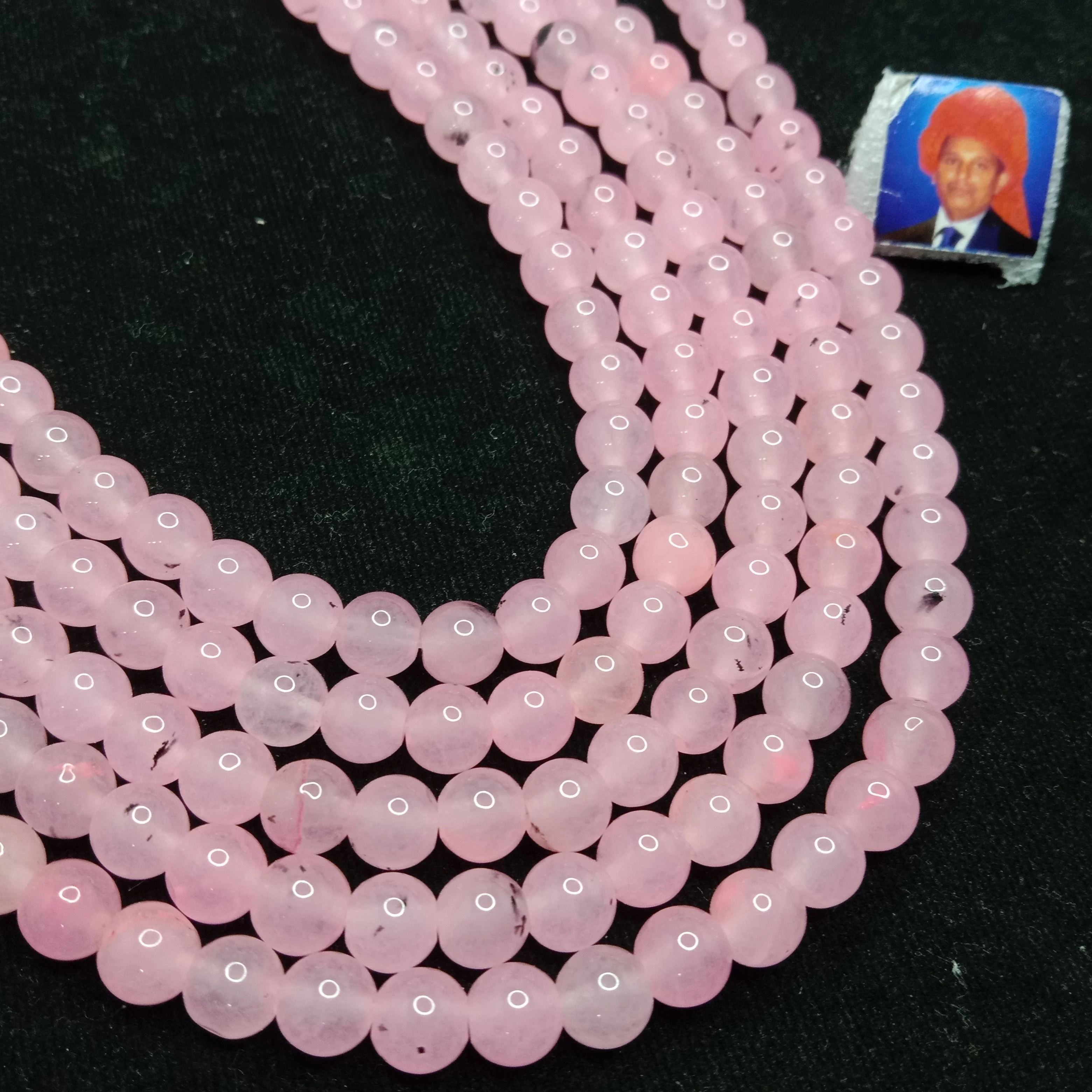 Heart stone (pink) 6mm plan agate beads 1 string