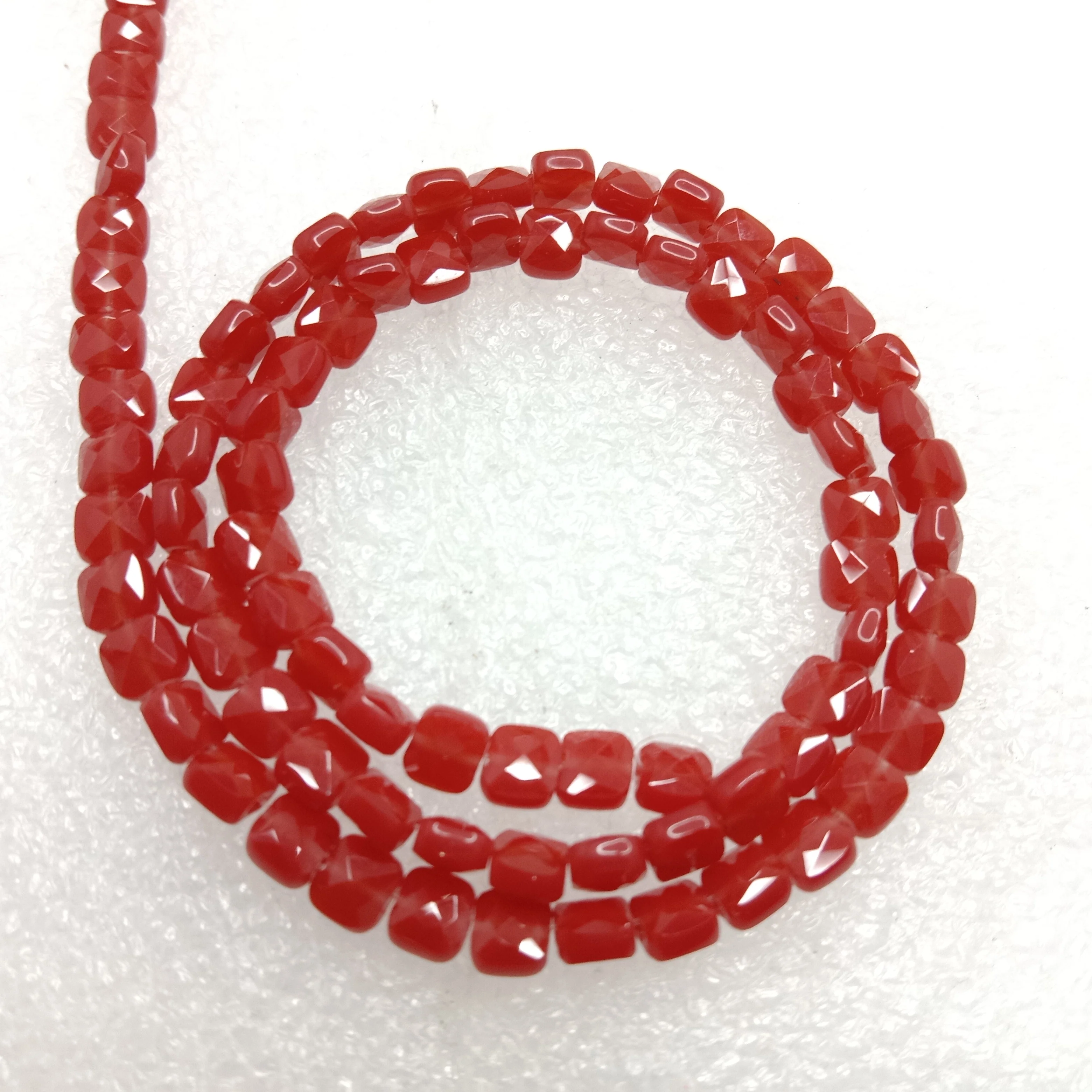 high quality red flat square shape crystal beads 5x5mm 1 string