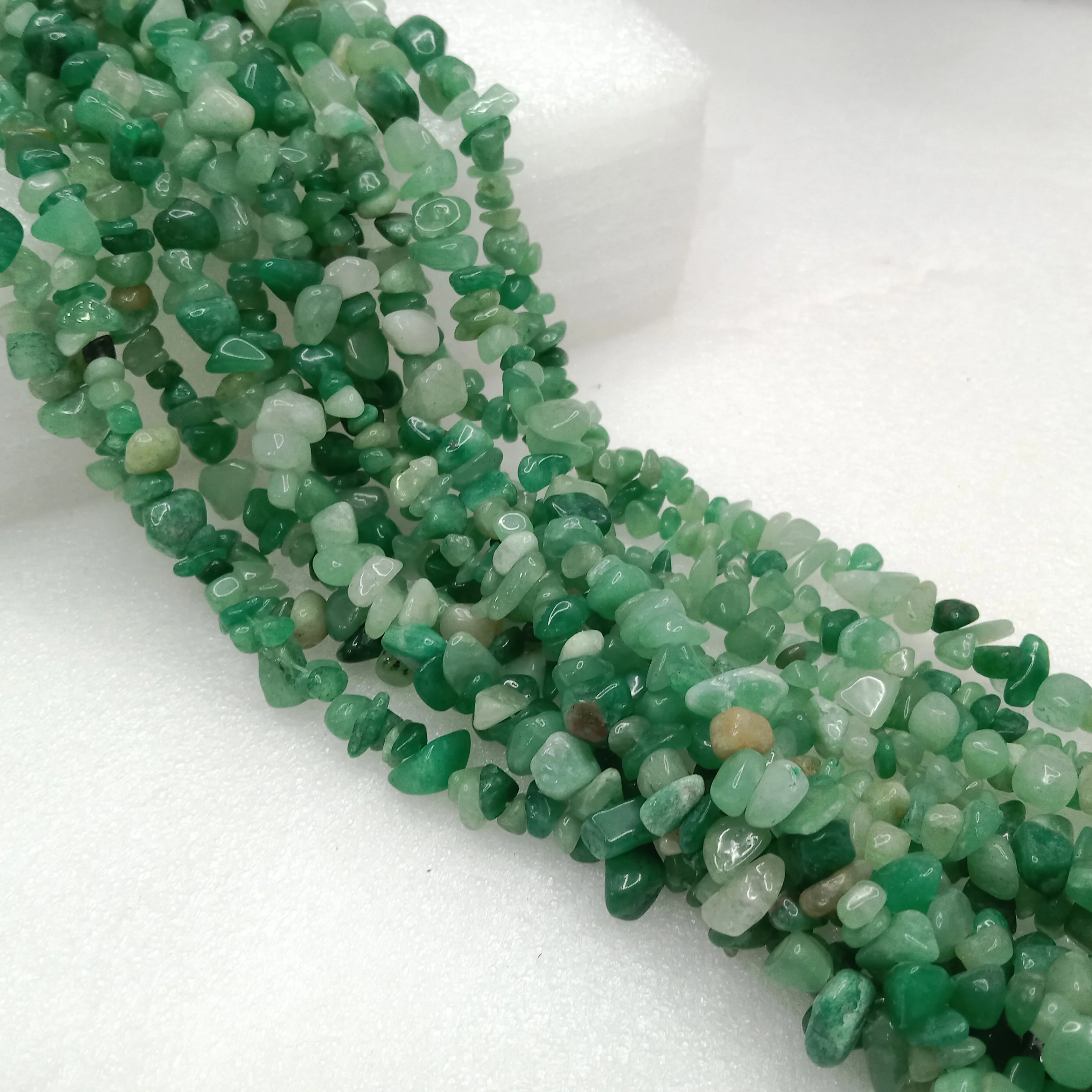 Green aventurine Uncut stone beads 1 string