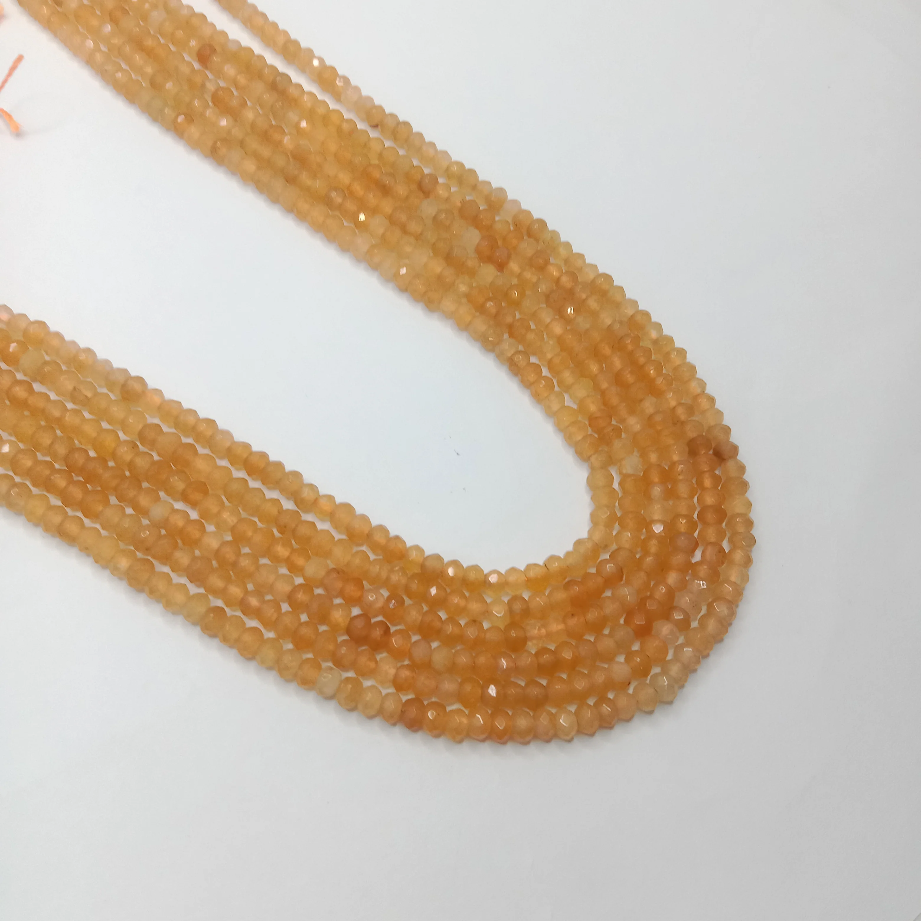 Golden yellow High Quality agate Rondell Beads 4mm 1 string