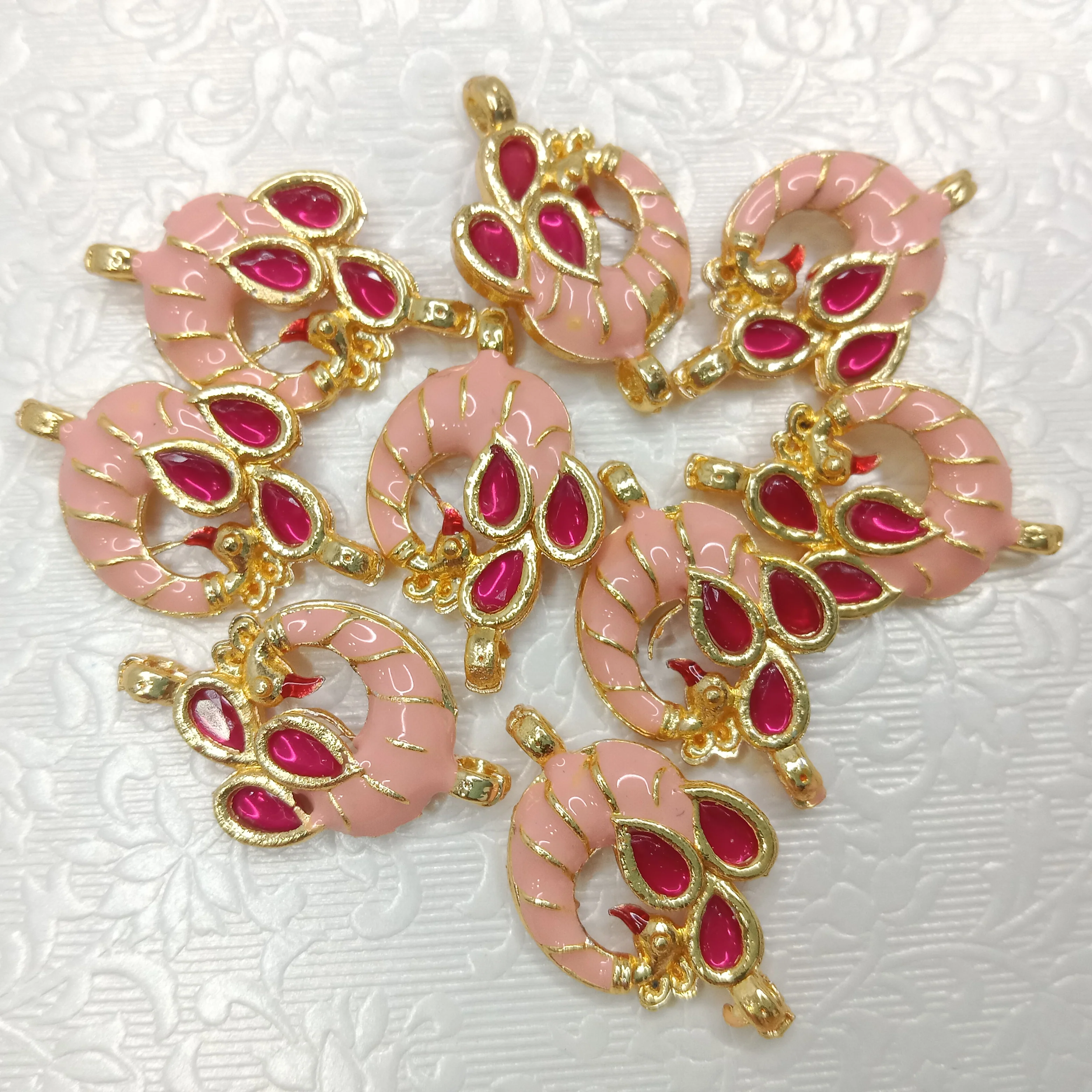 Meenakari peacock design kundan connectors 20pcs
