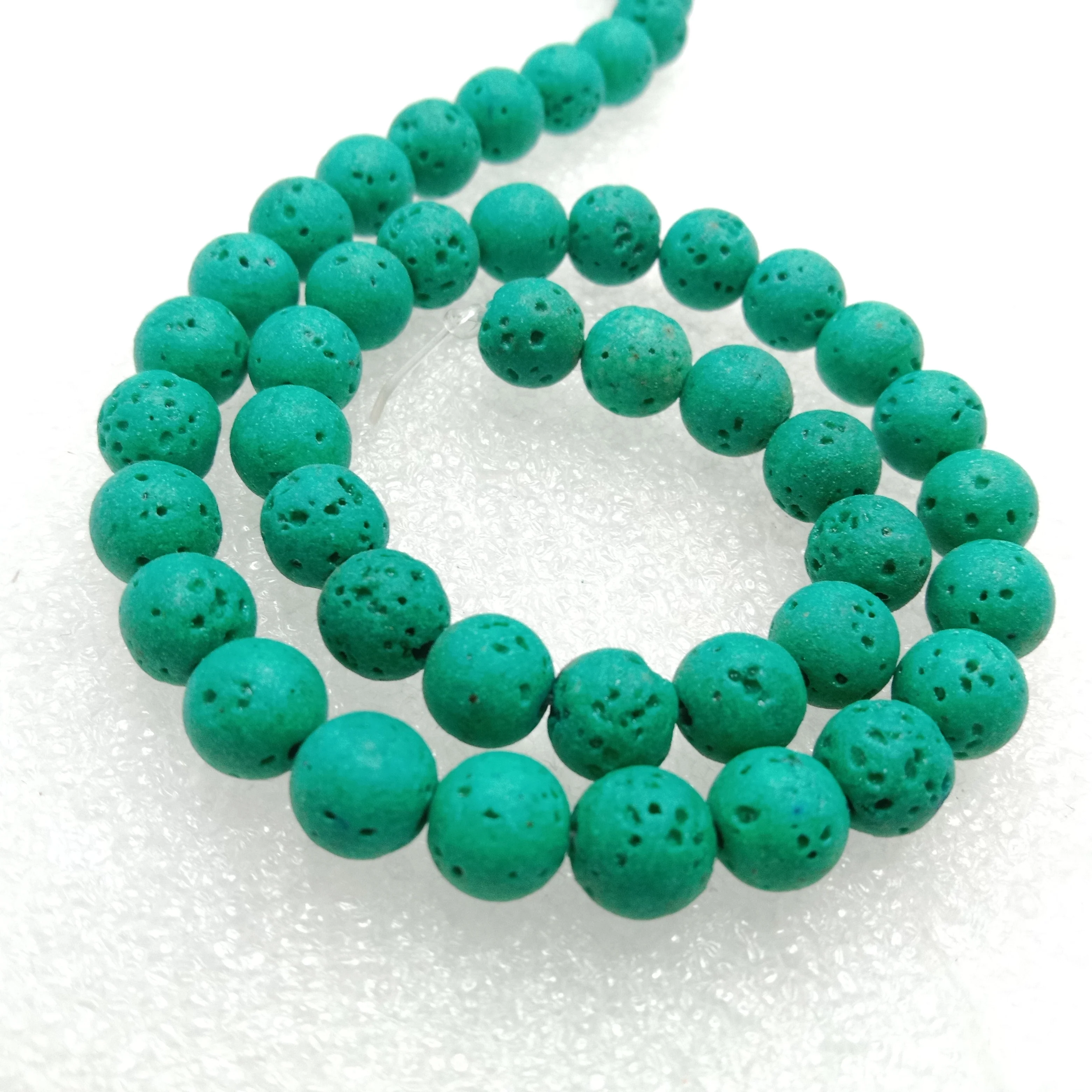 Sea Green volcanic round shape lava beads 8 mm 1 string