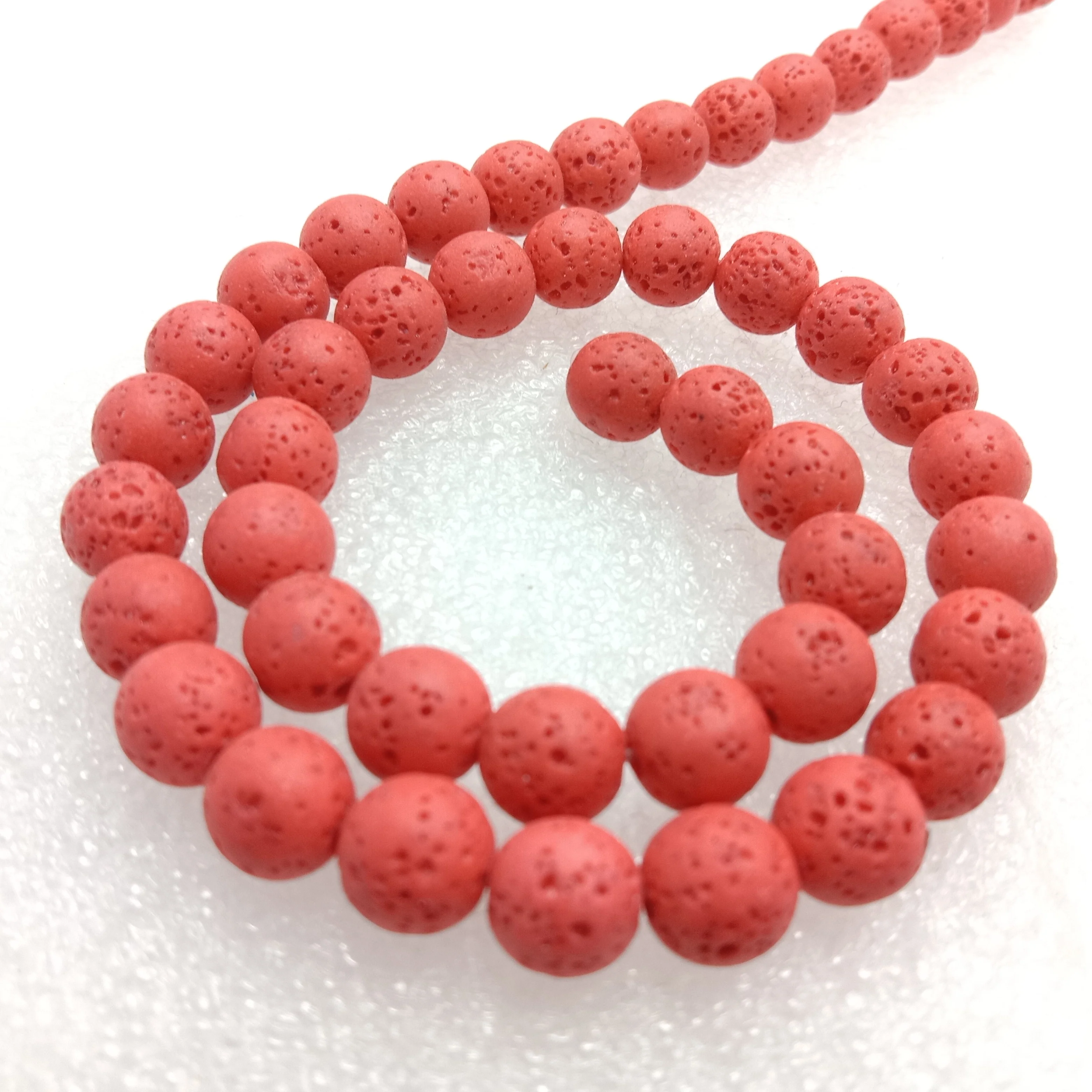 Carrot red round shape lava beads 8 mm 1 string