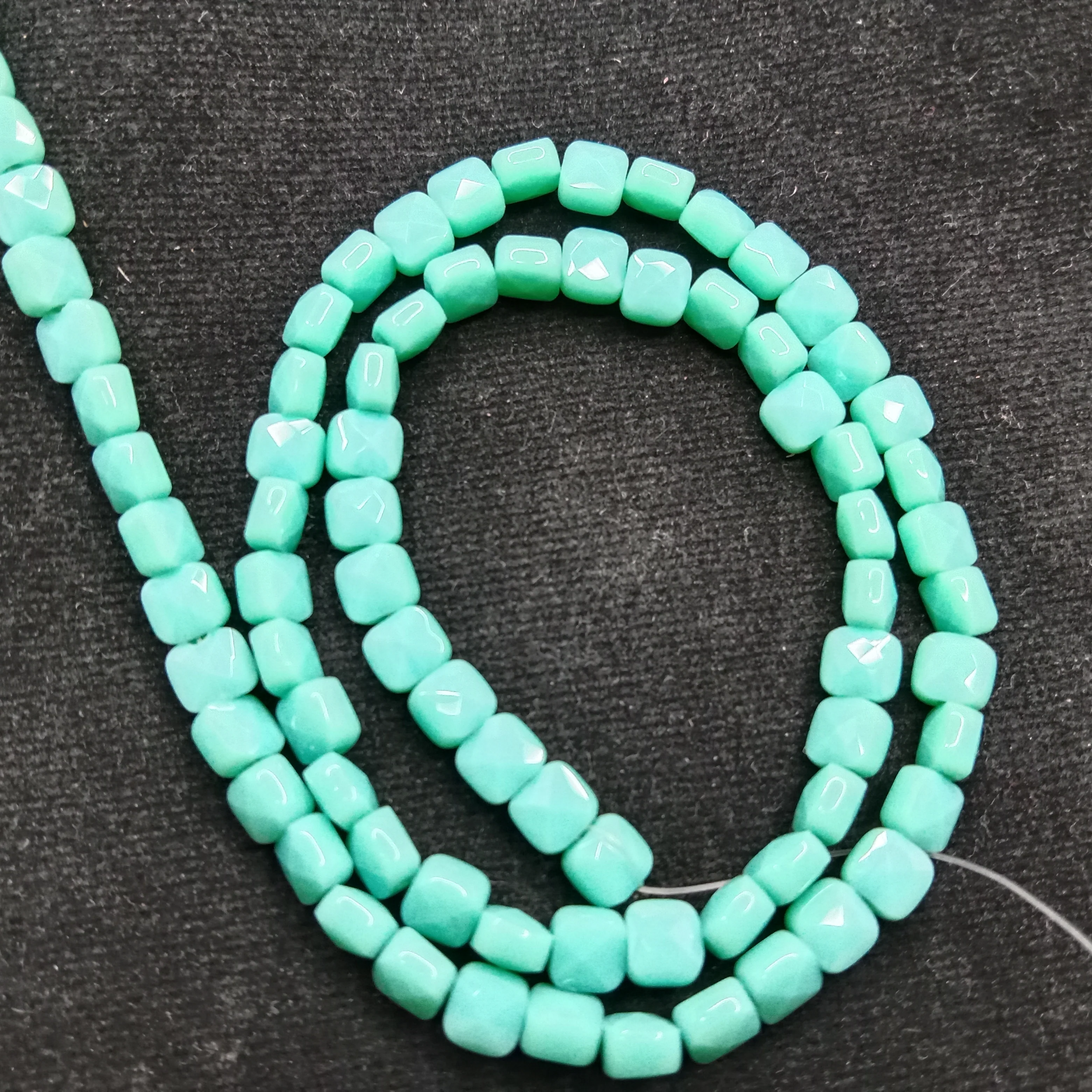 high quality sea green flat square shape  crystal beads 5x5mm 1 string