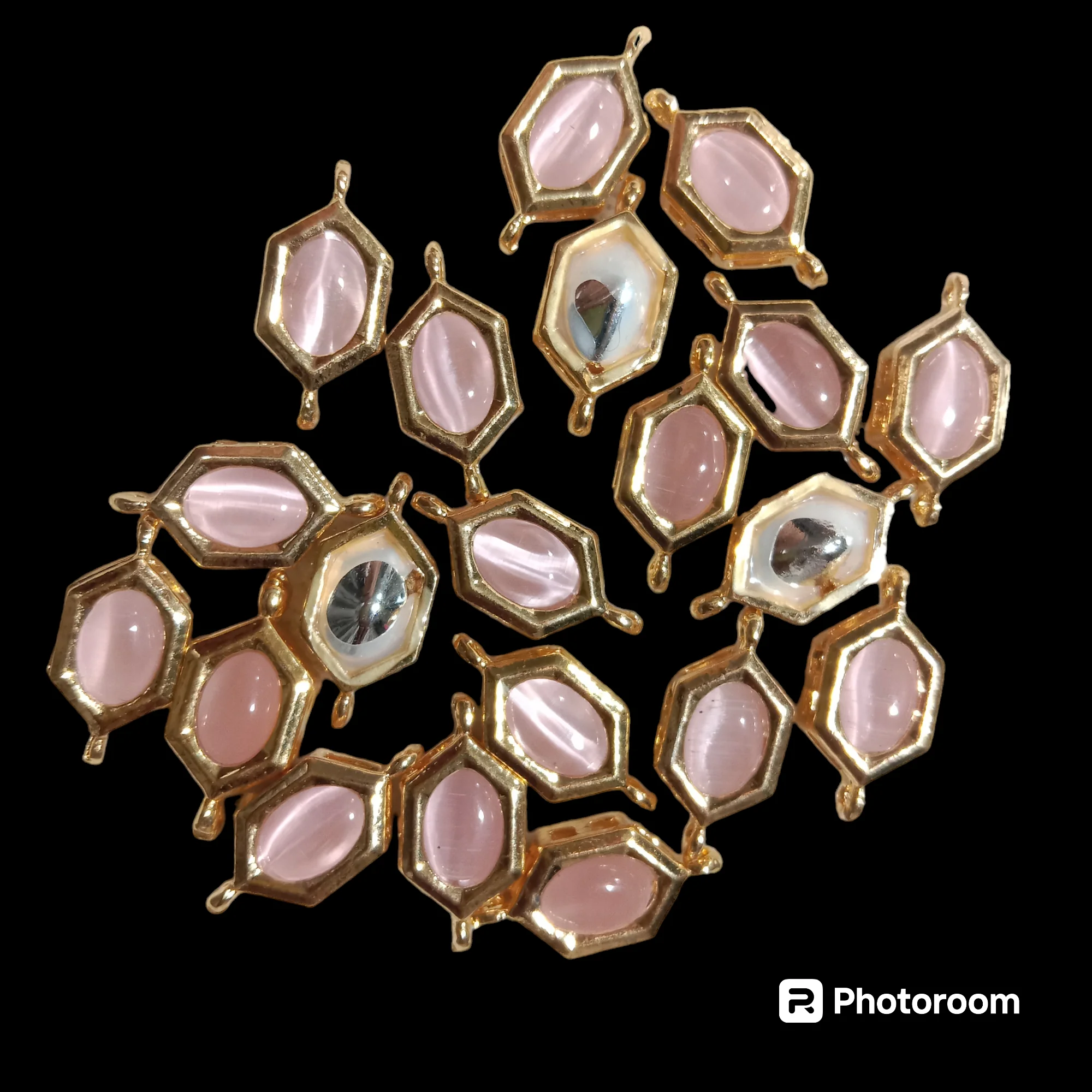 Light pink(20pcs) high quality  kundan connectors (1cm)