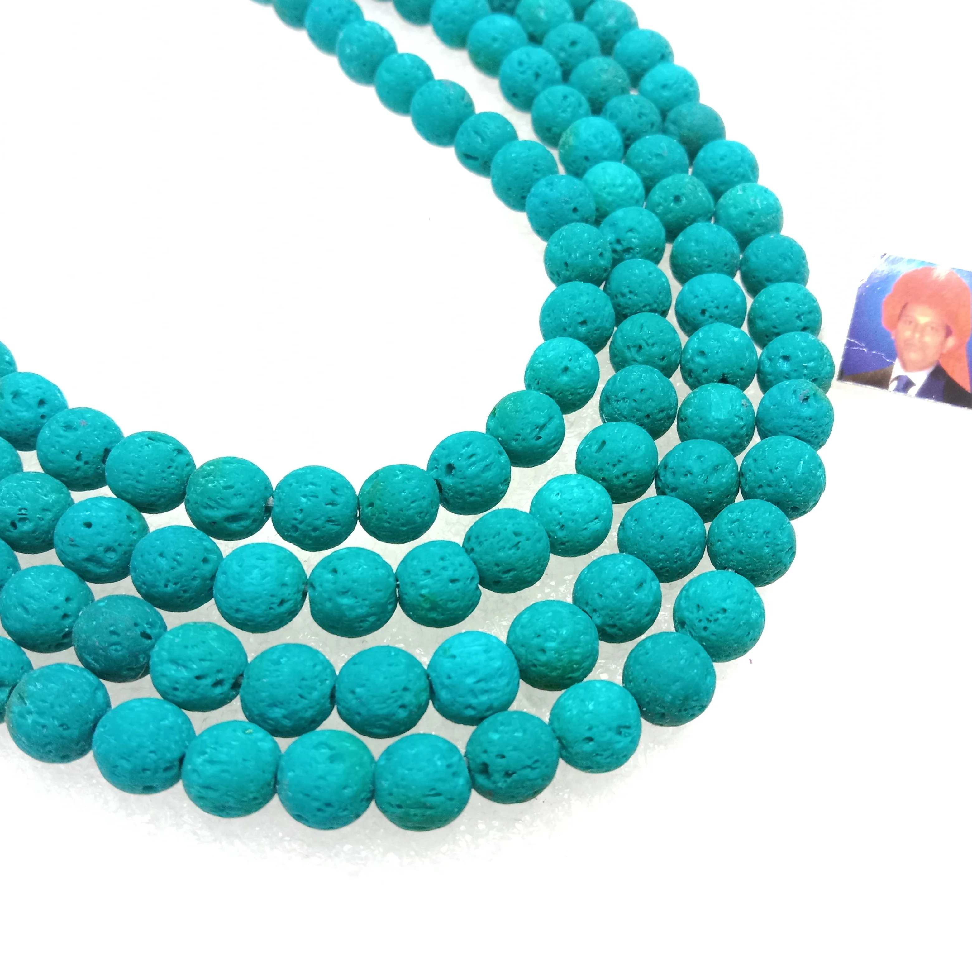 Turquoise round shape lava beads 8 mm 1 string