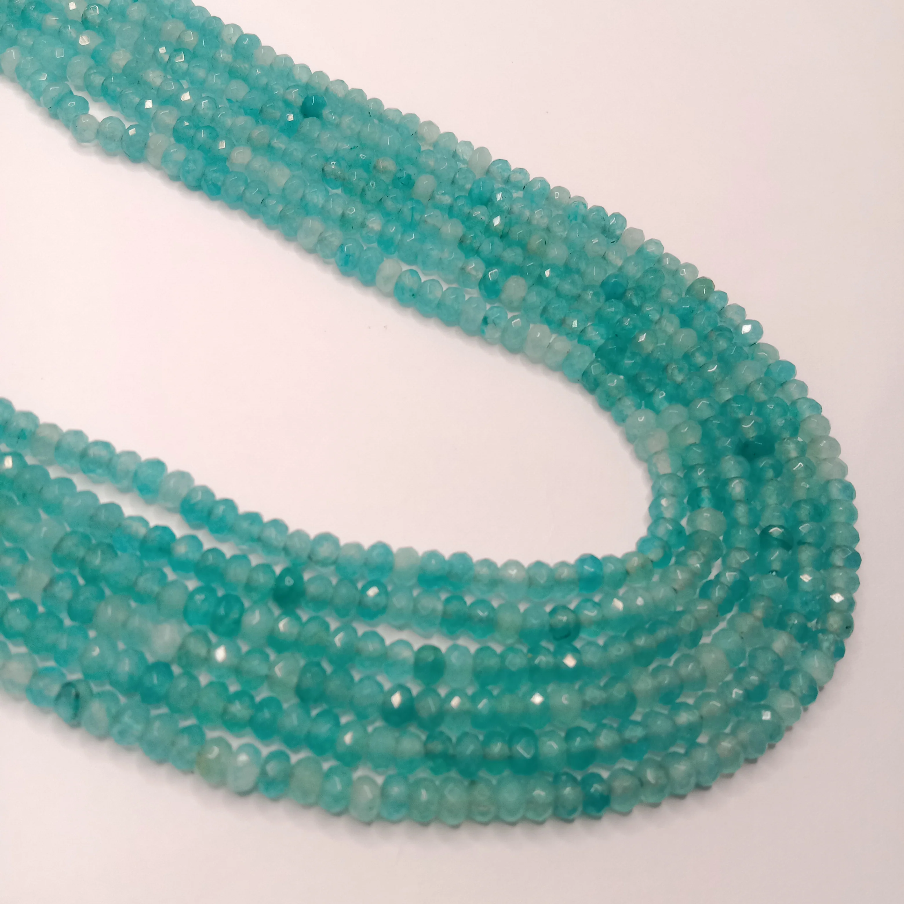 Light blue High Quality agate Rondell Beads  4mm 1 string