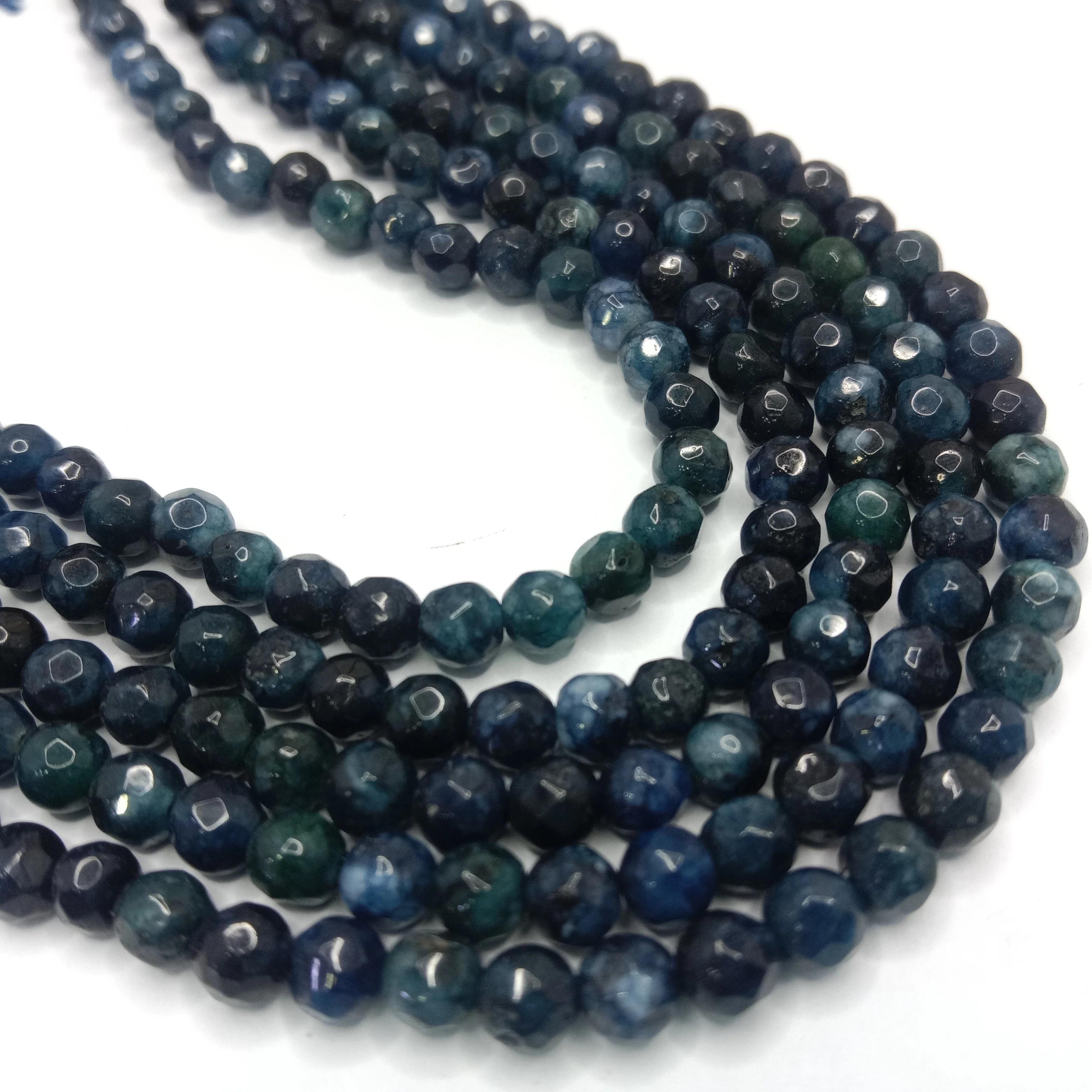 Dark blue High Quality agate Round Beads 4mm 1 string