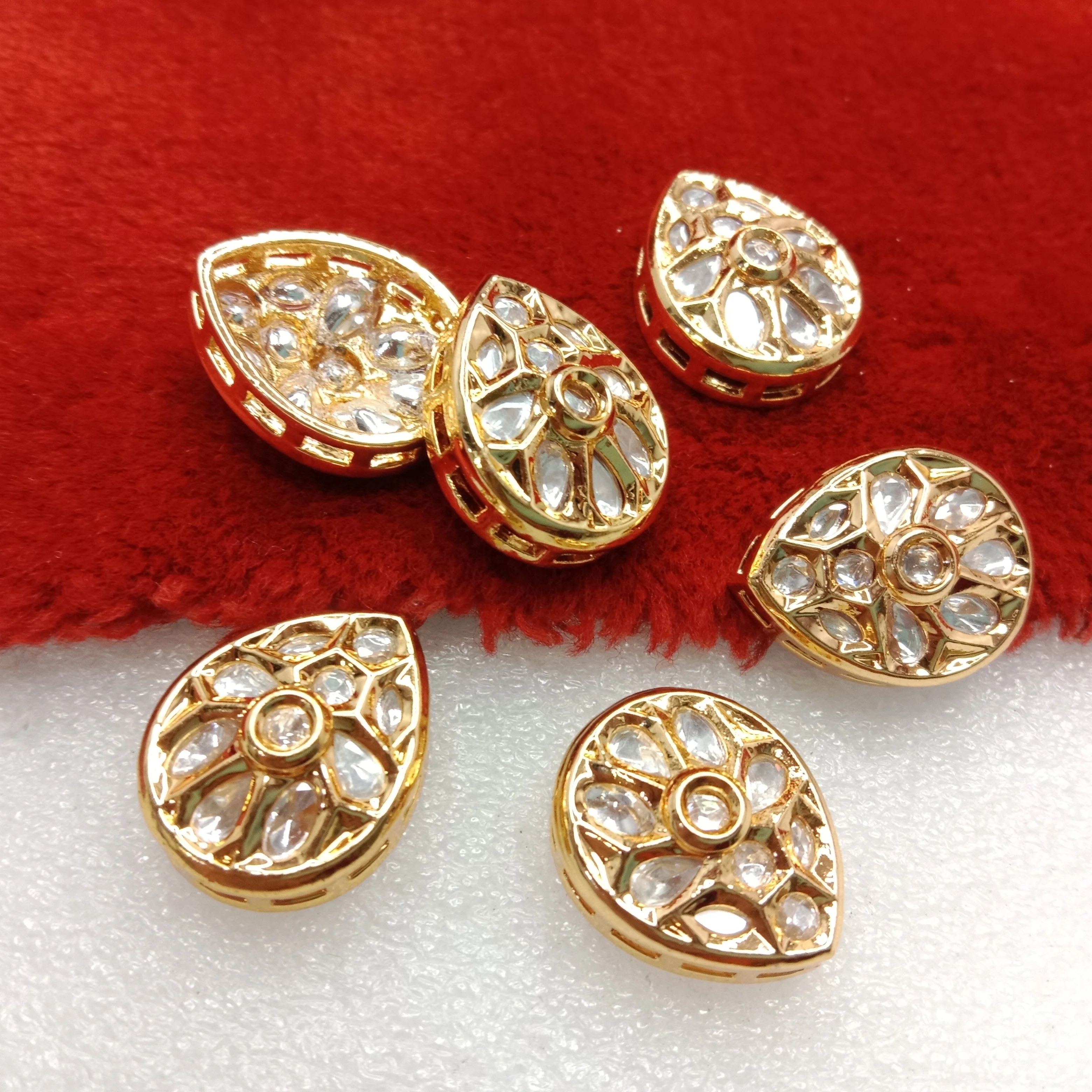 White (6pcs) high quality drop shape kundan connectors 20mm(2cm)