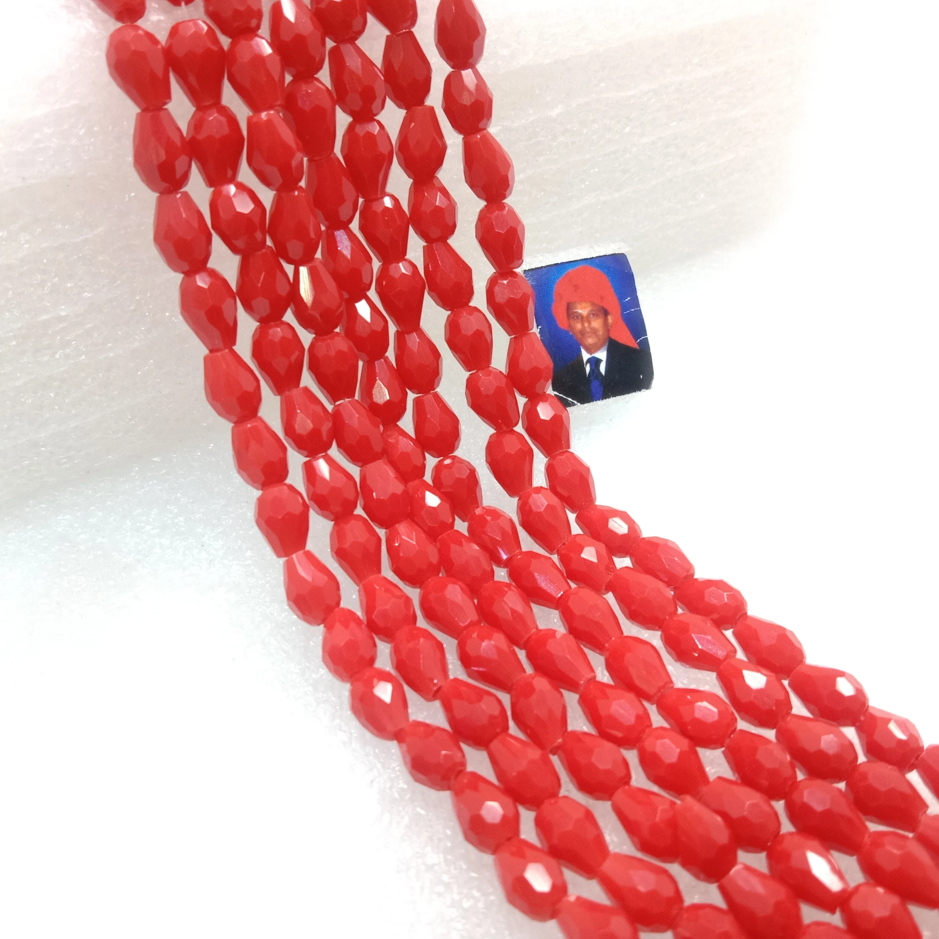 high quality red big drop shape crystal beads 6x8mm 1 string