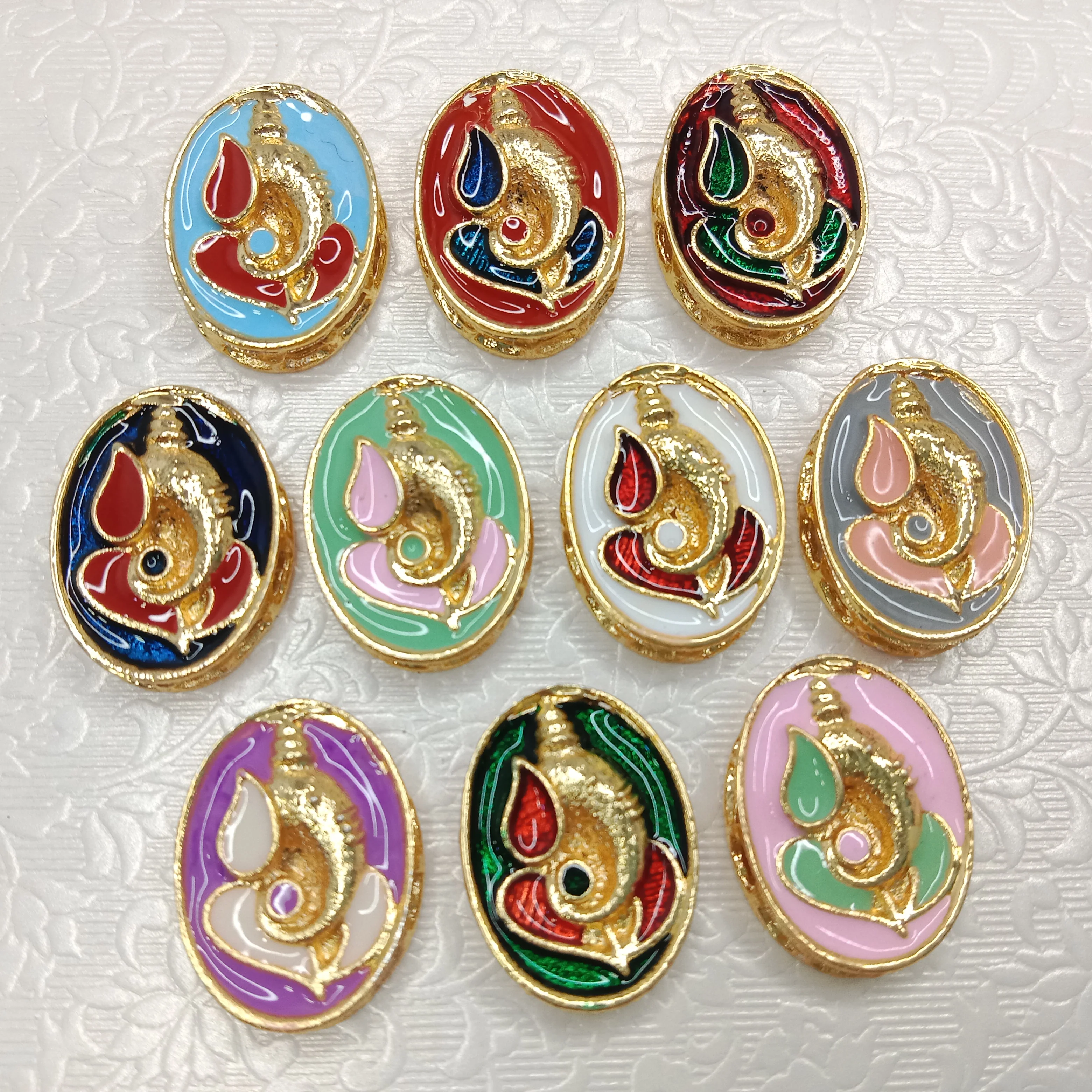 Meenakari Ganpati pendant kundan connectors 10pcs