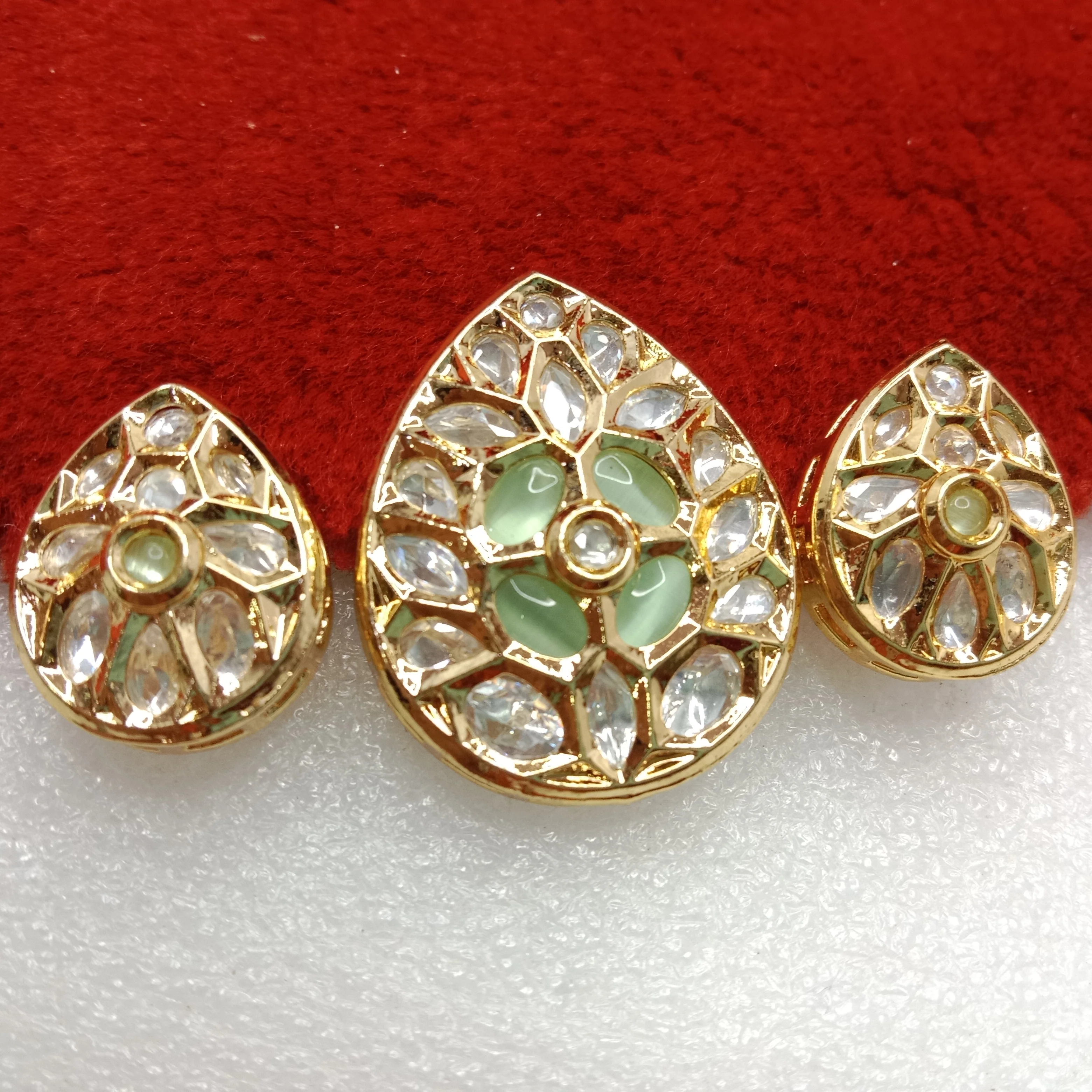 Mint (1set) high quality kundan pendant set drop shape 33mm(4cm)