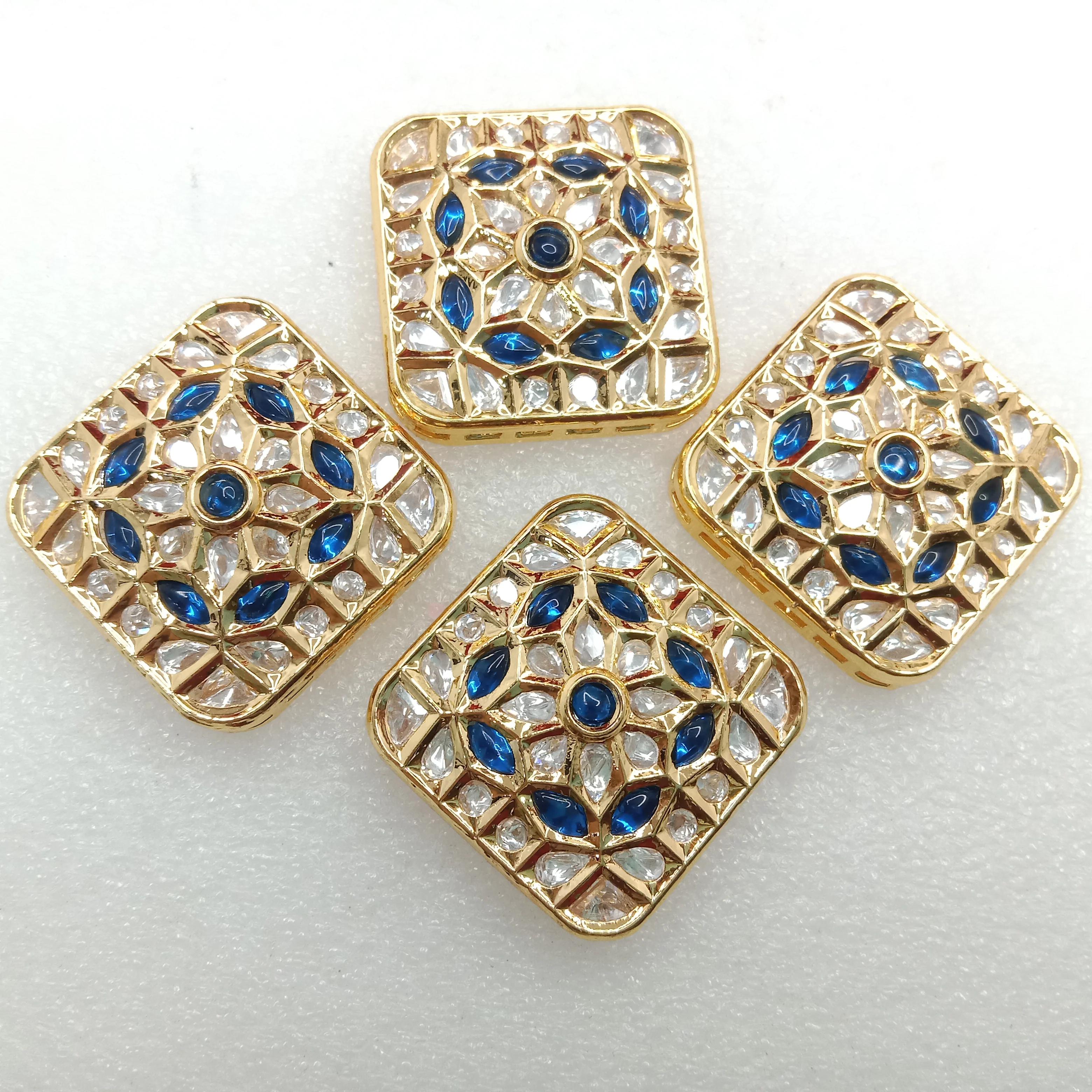 Dark blue(2pcs) high quality kundan connectors square shape 31mm(3cm)