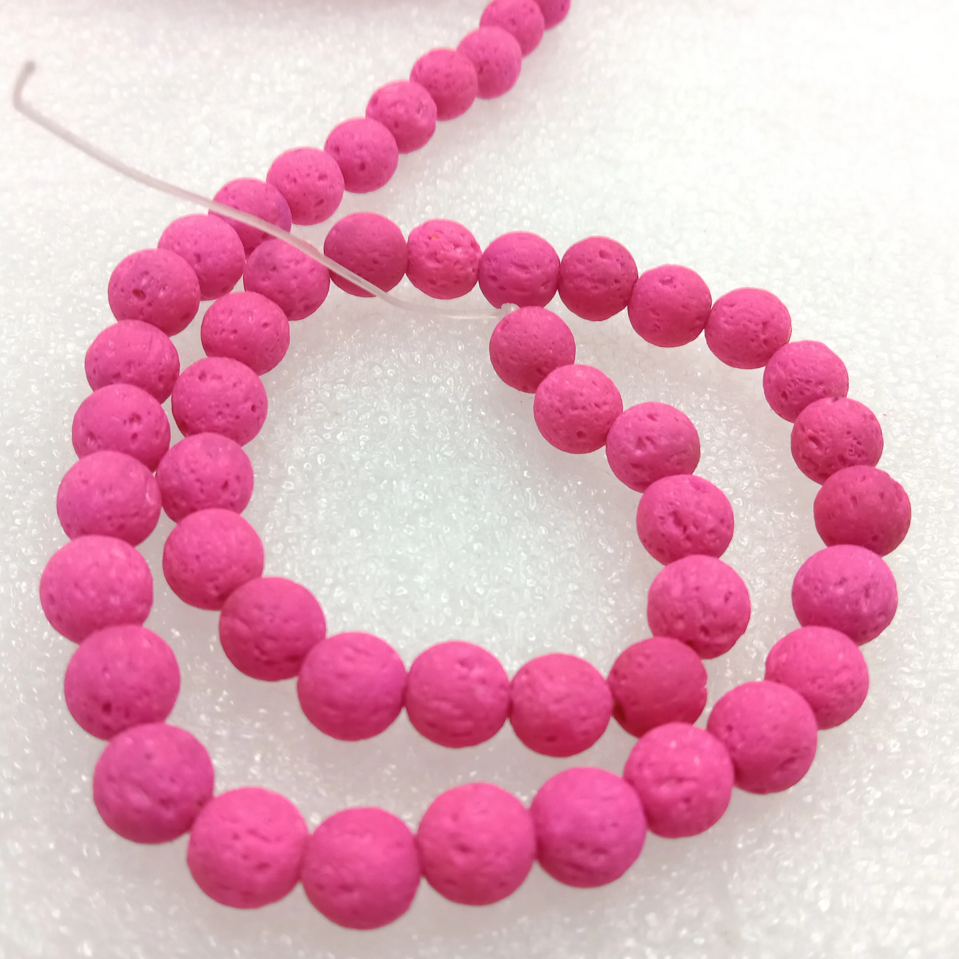 Rani pink round shape lava beads 8 mm 1 string