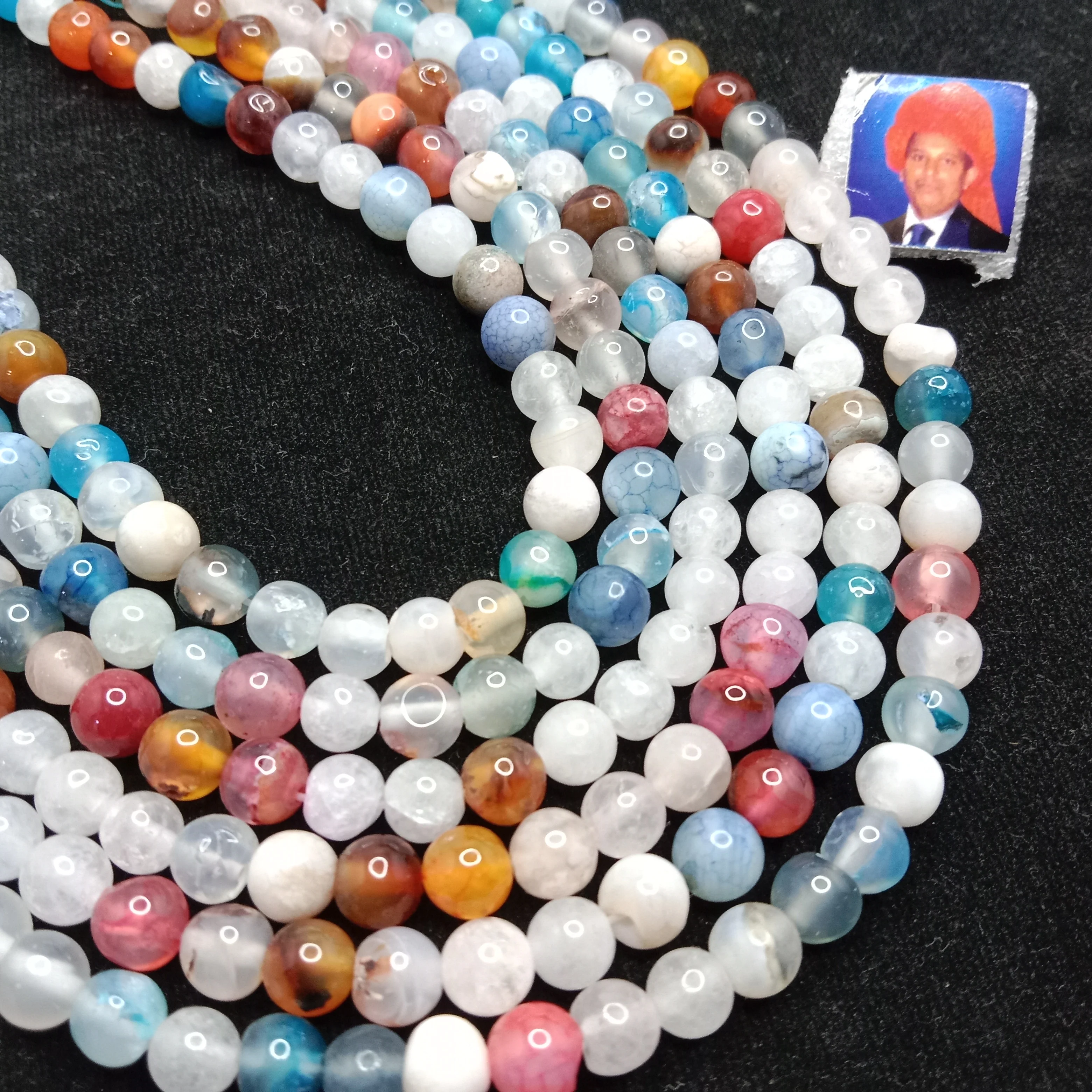 Multi colour 6mm plan agate beads 1 string