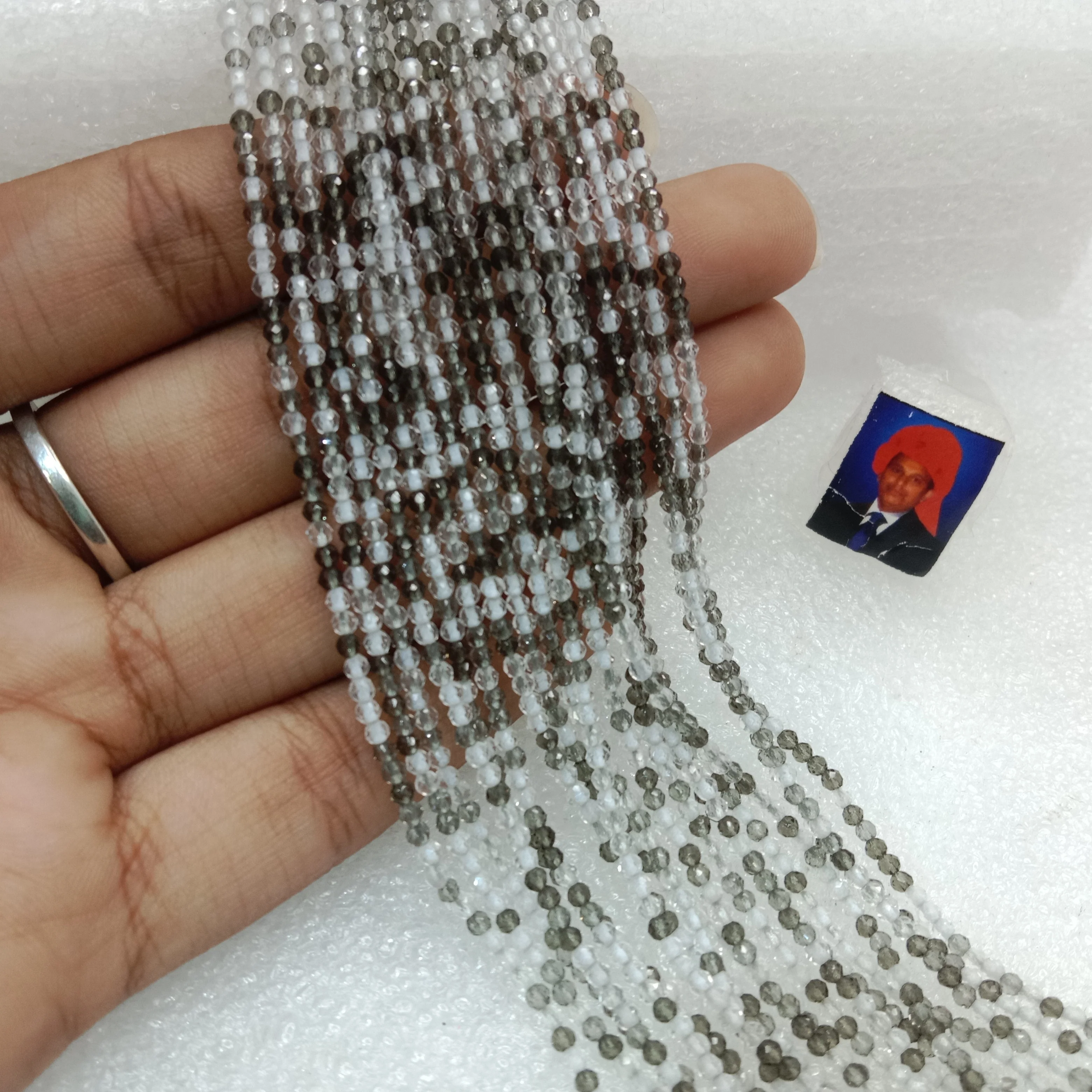 high quality white and grey shade hydro beads 2mm 1 string