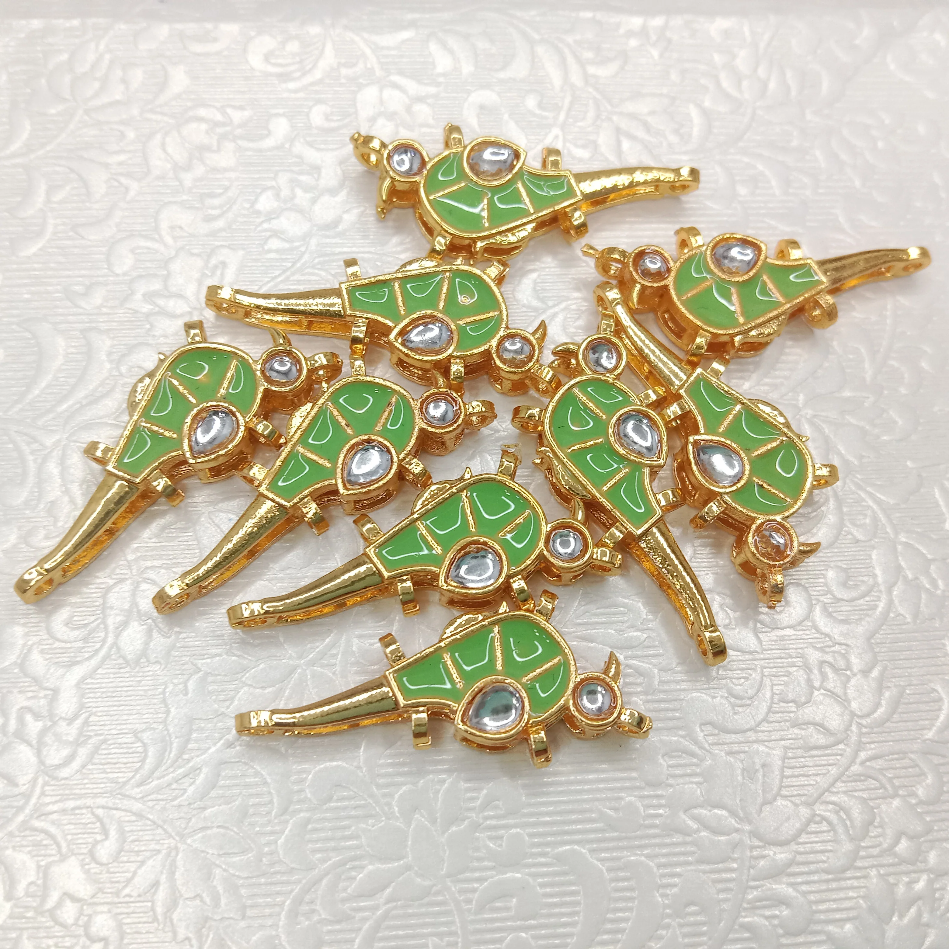 Meenakari parrot design kundan connectors 20pcs
