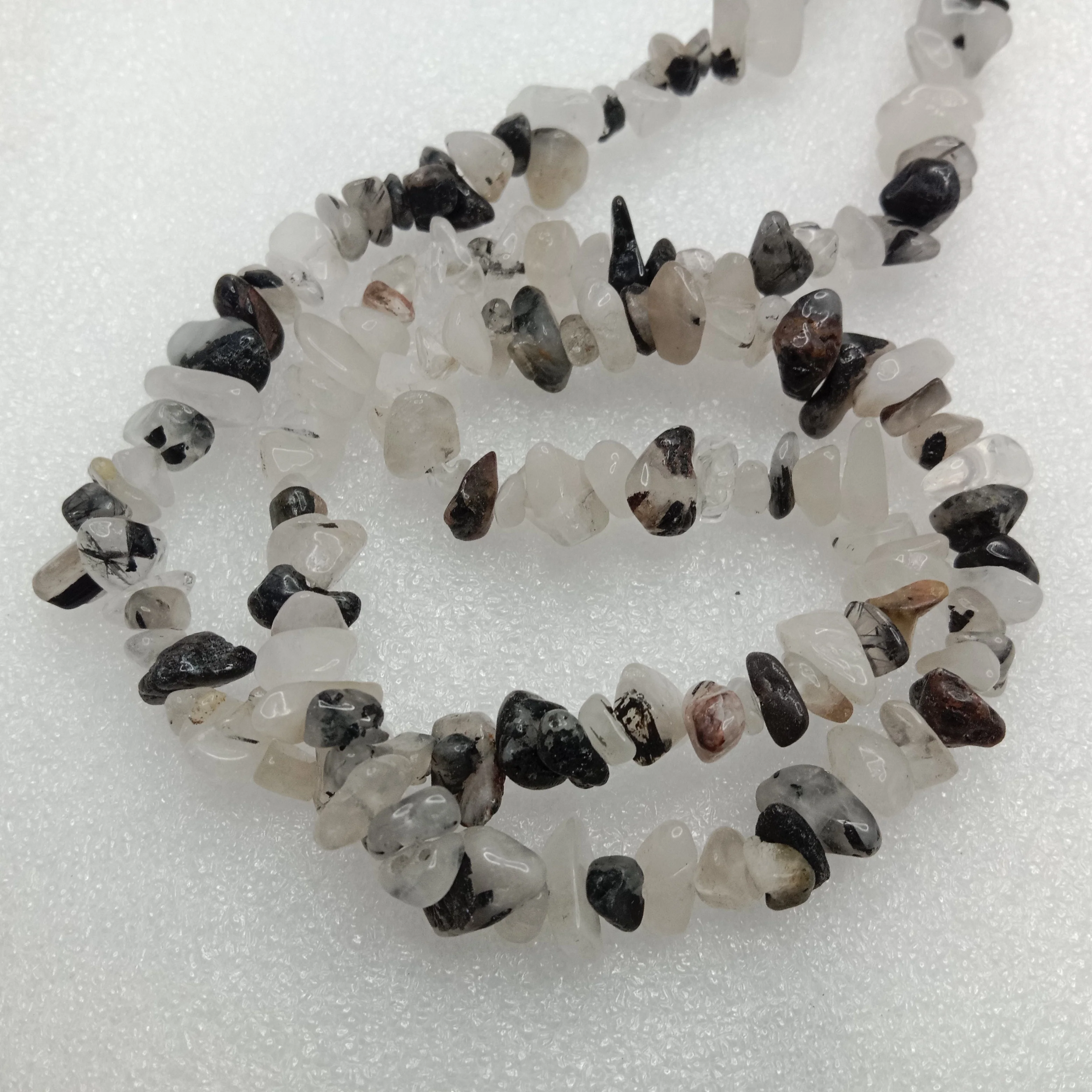 Rutilated quartz Uncut stone beads 1 string