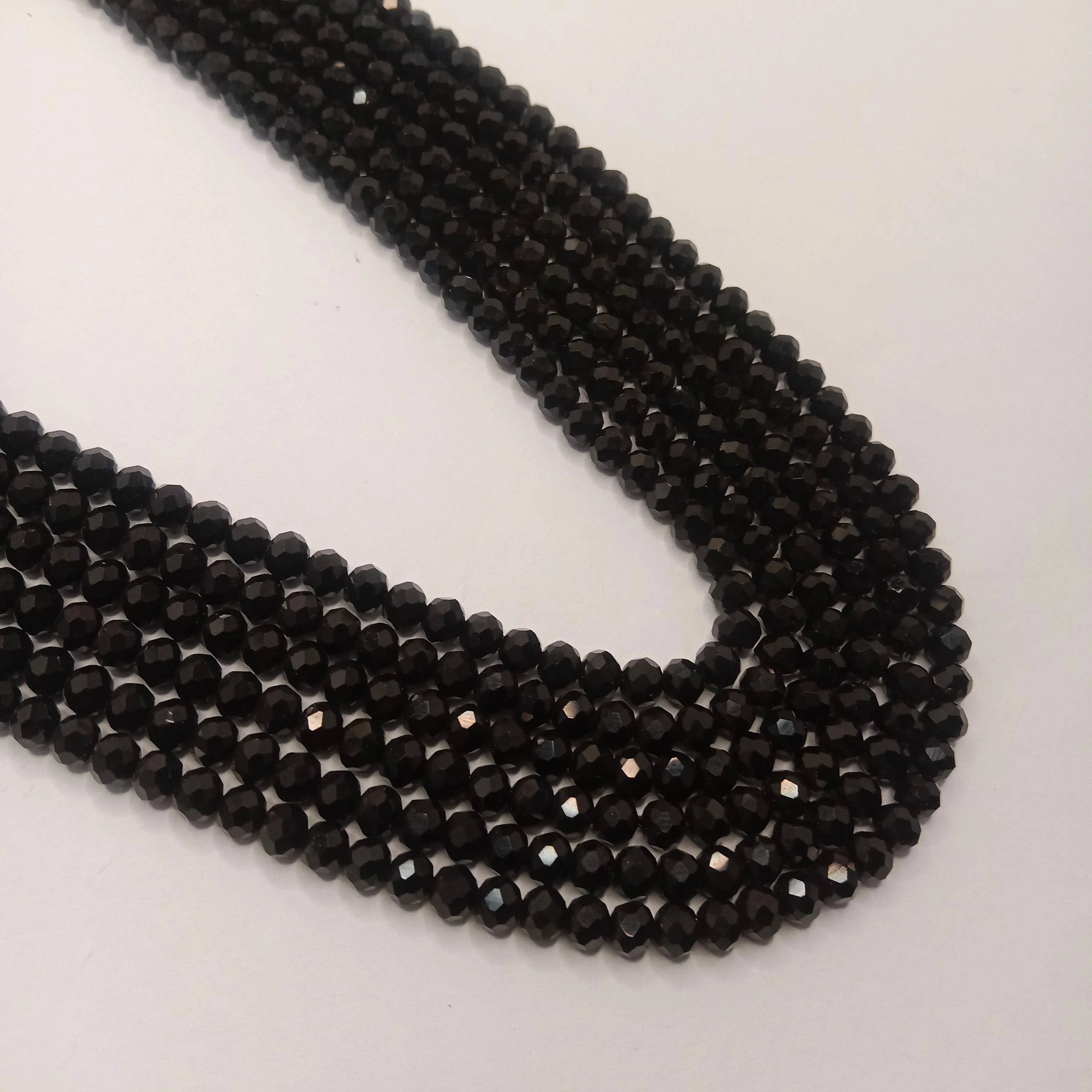 Black High Quality agateRondell Beads  4mm 1 string