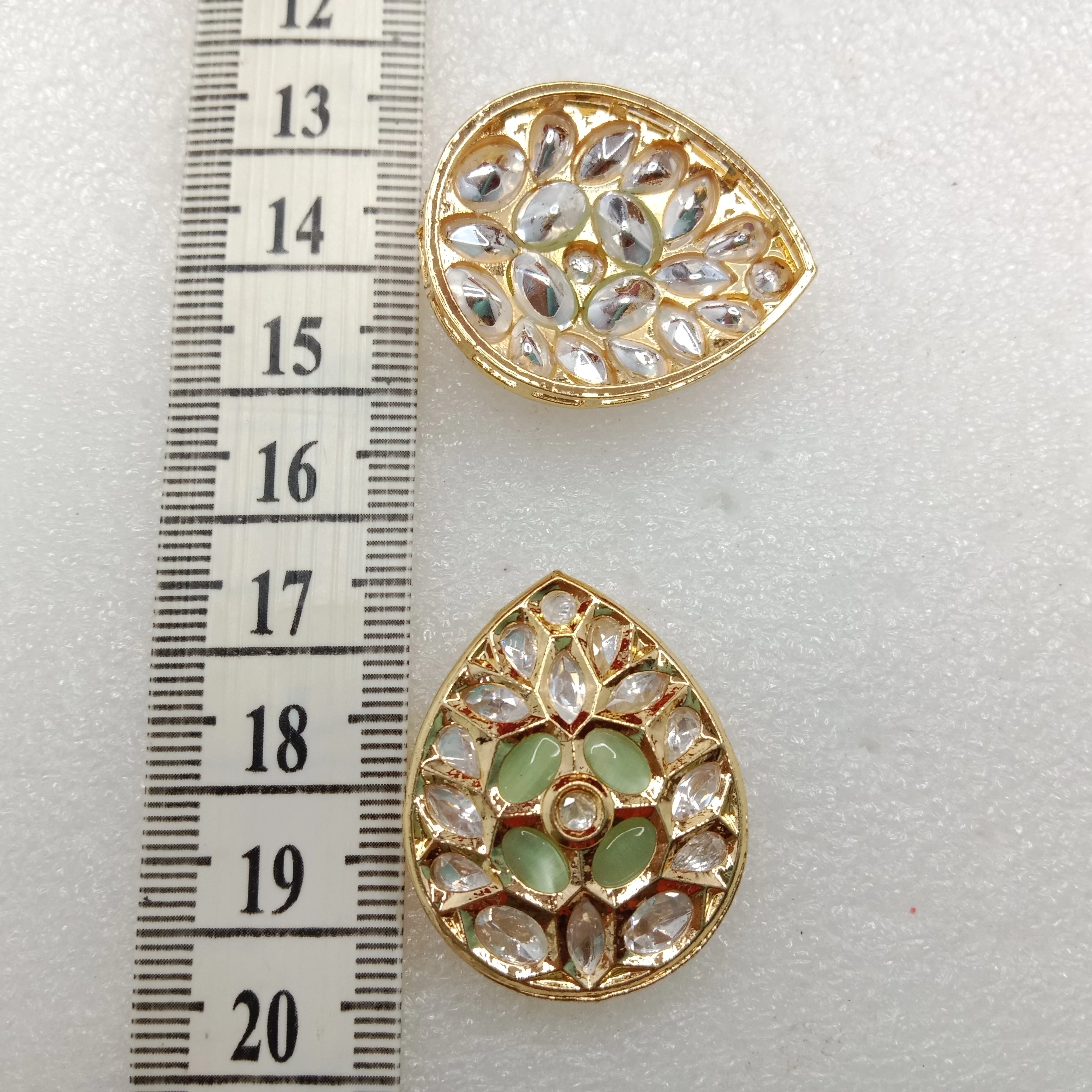 Mint (2pcs) high quality drop shape kundan connectors 33mm(3cm)