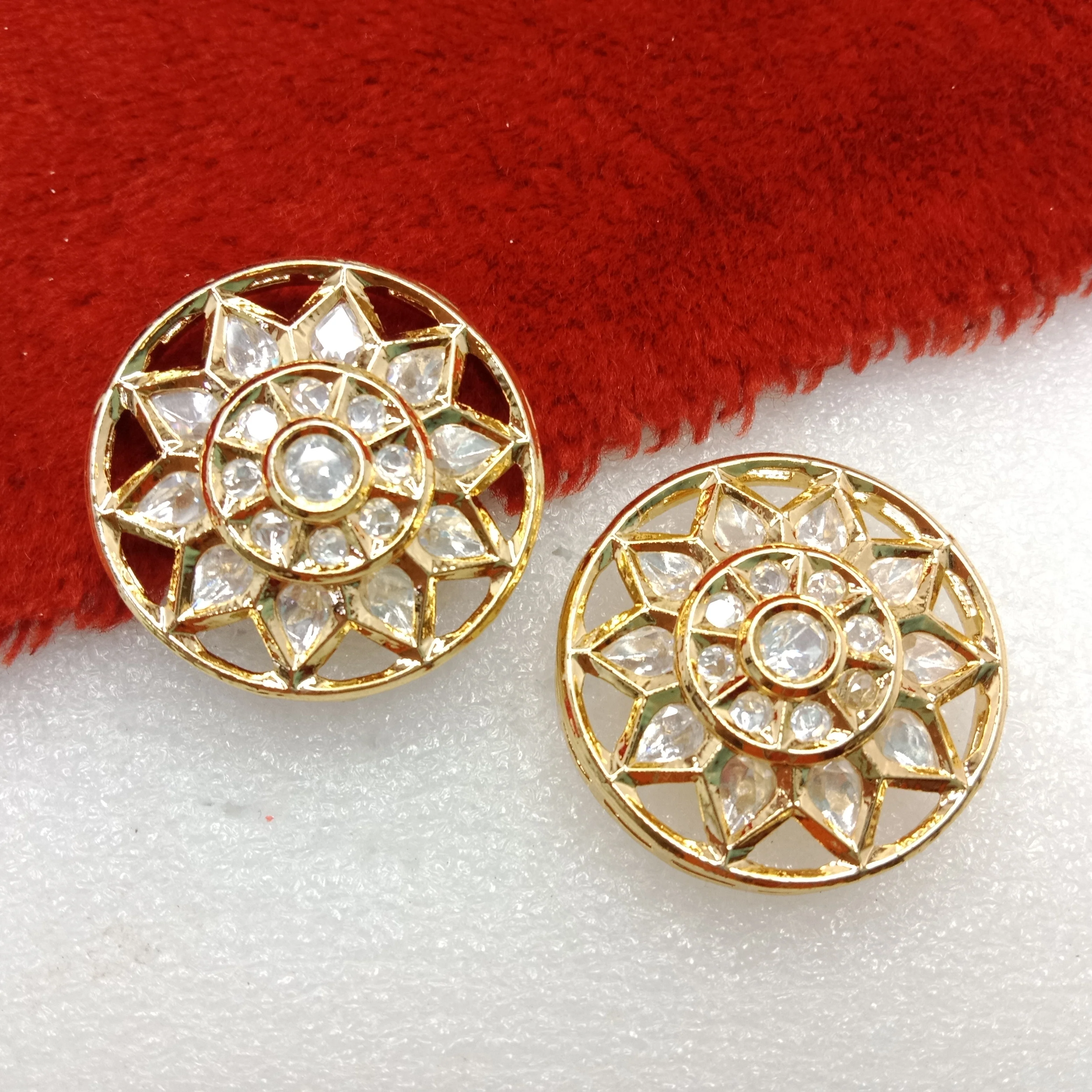 White(2pcs) high quality round shape kundan connectors 33mm(3cm)