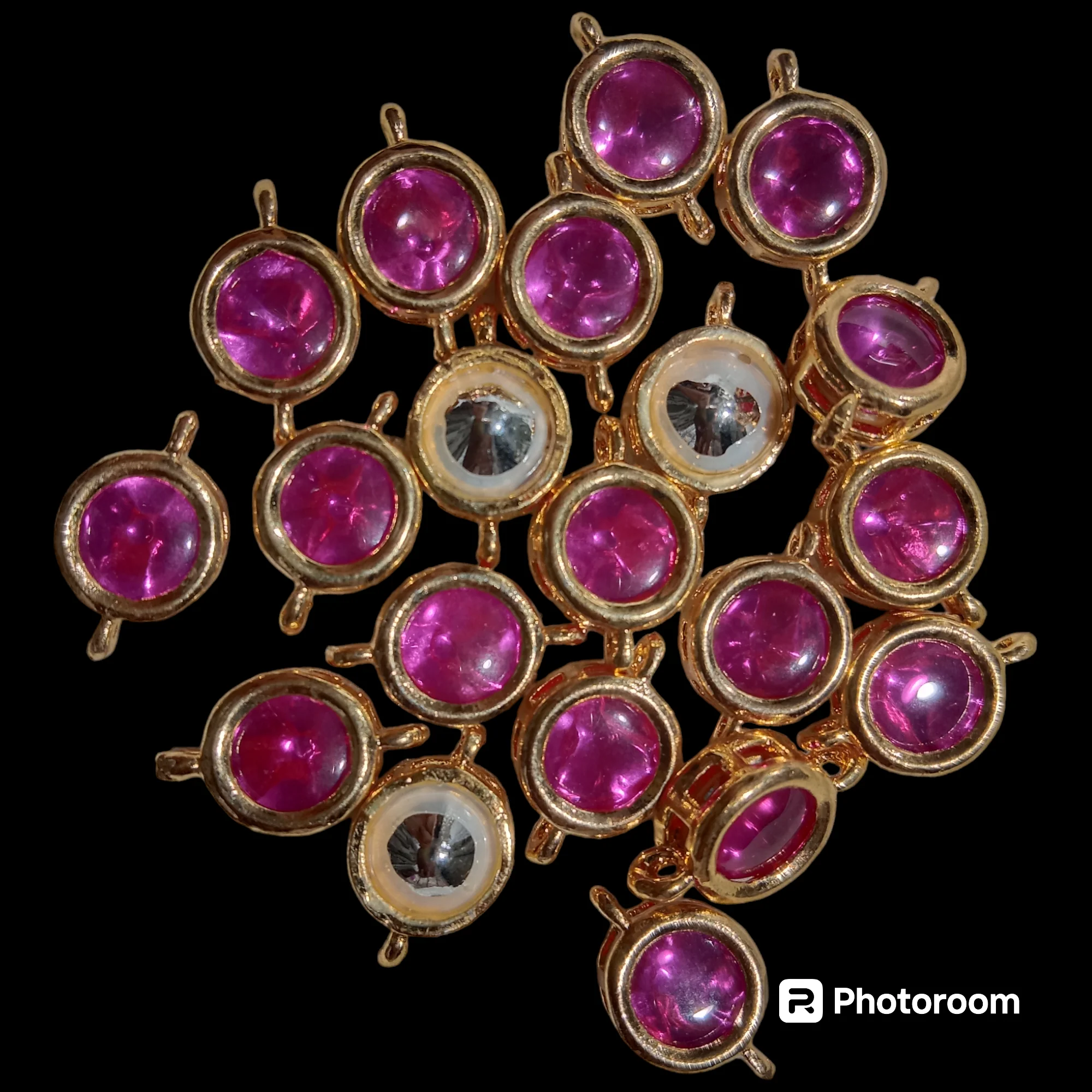 Dark pink(20pcs) high quality round shape kundan connectors (1cm)