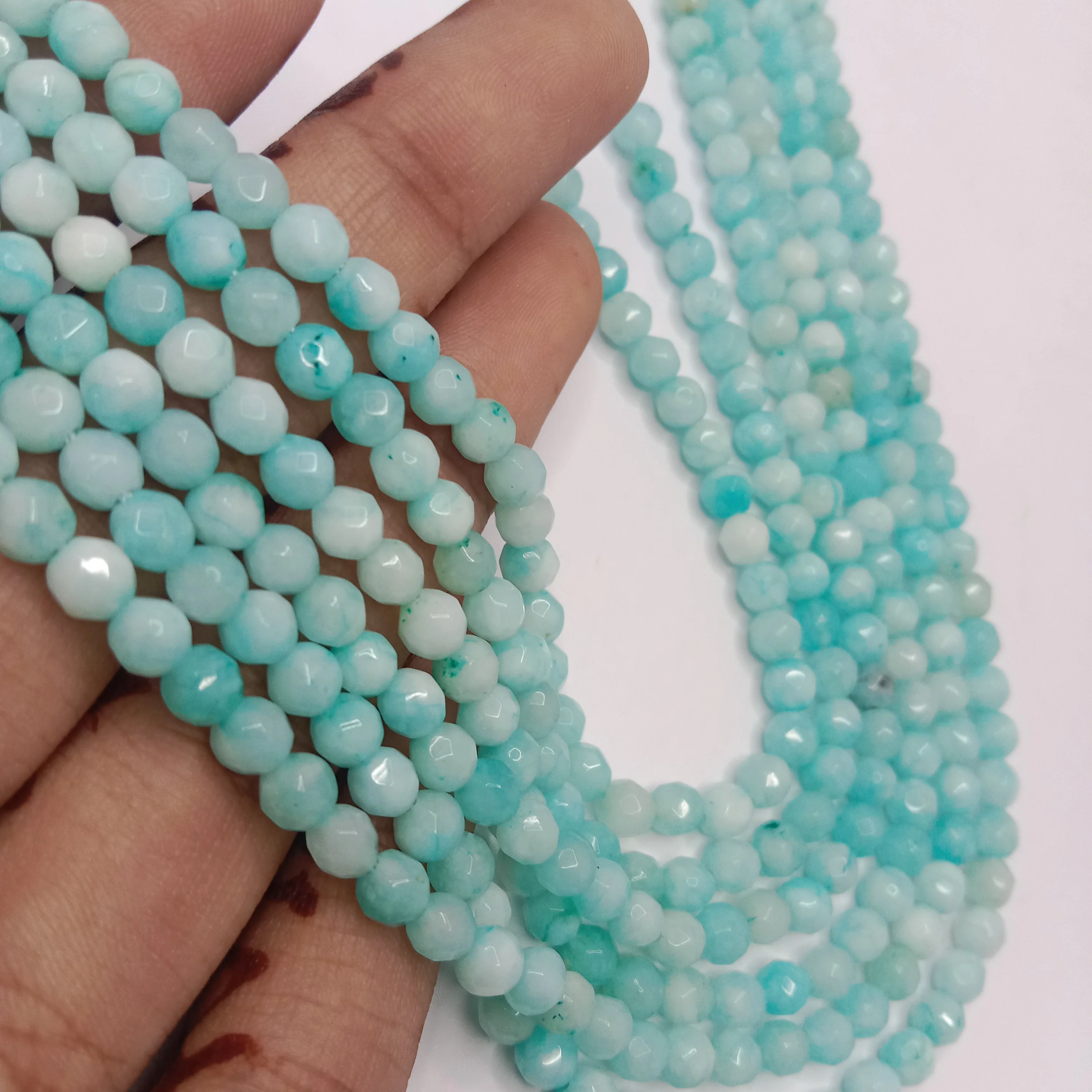 Sea blue High Qualityagate Round Beads 4mm 1 string