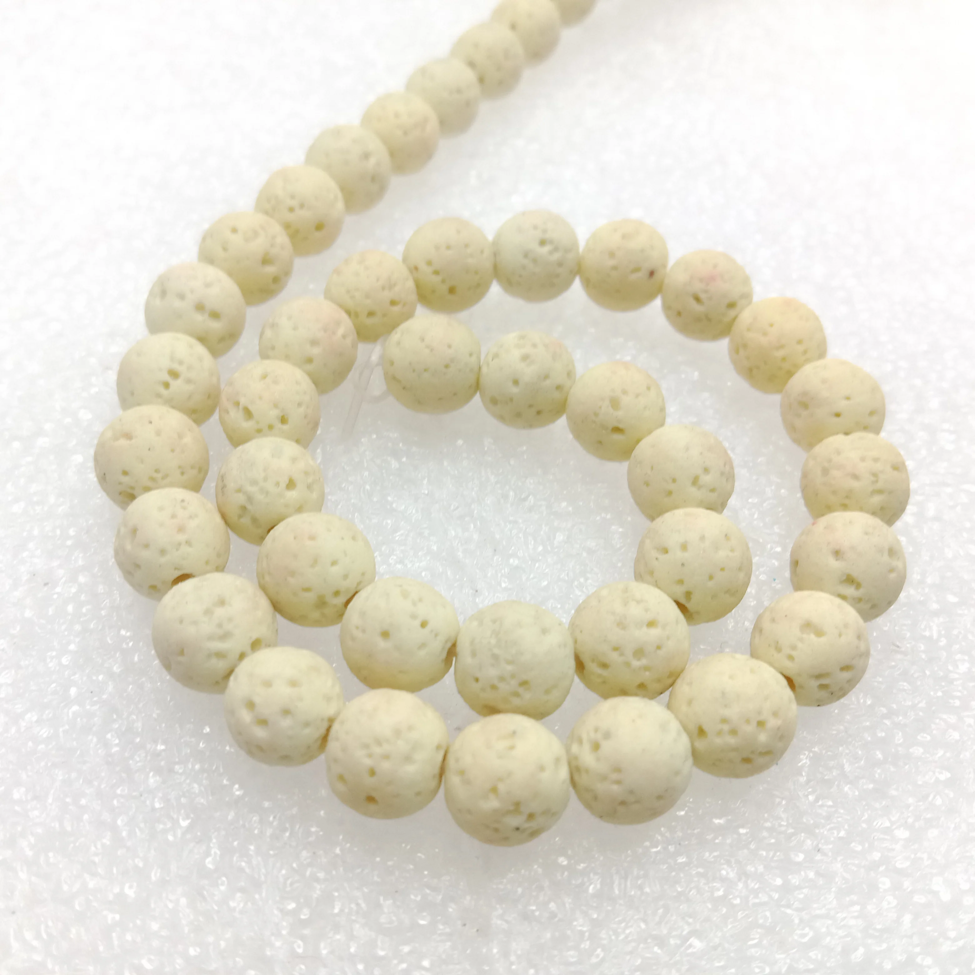 White round shape lava beads 8 mm 1 string