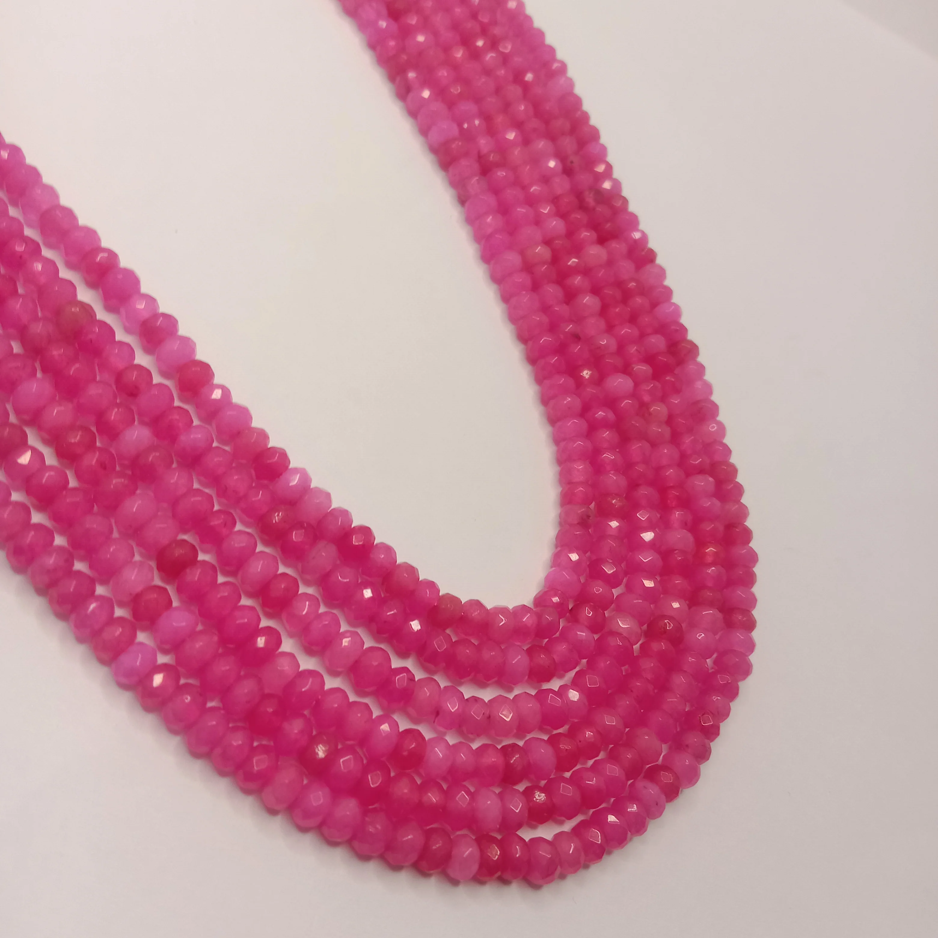 Dark pink High Quality agateRondell Beads  4mm 1 string