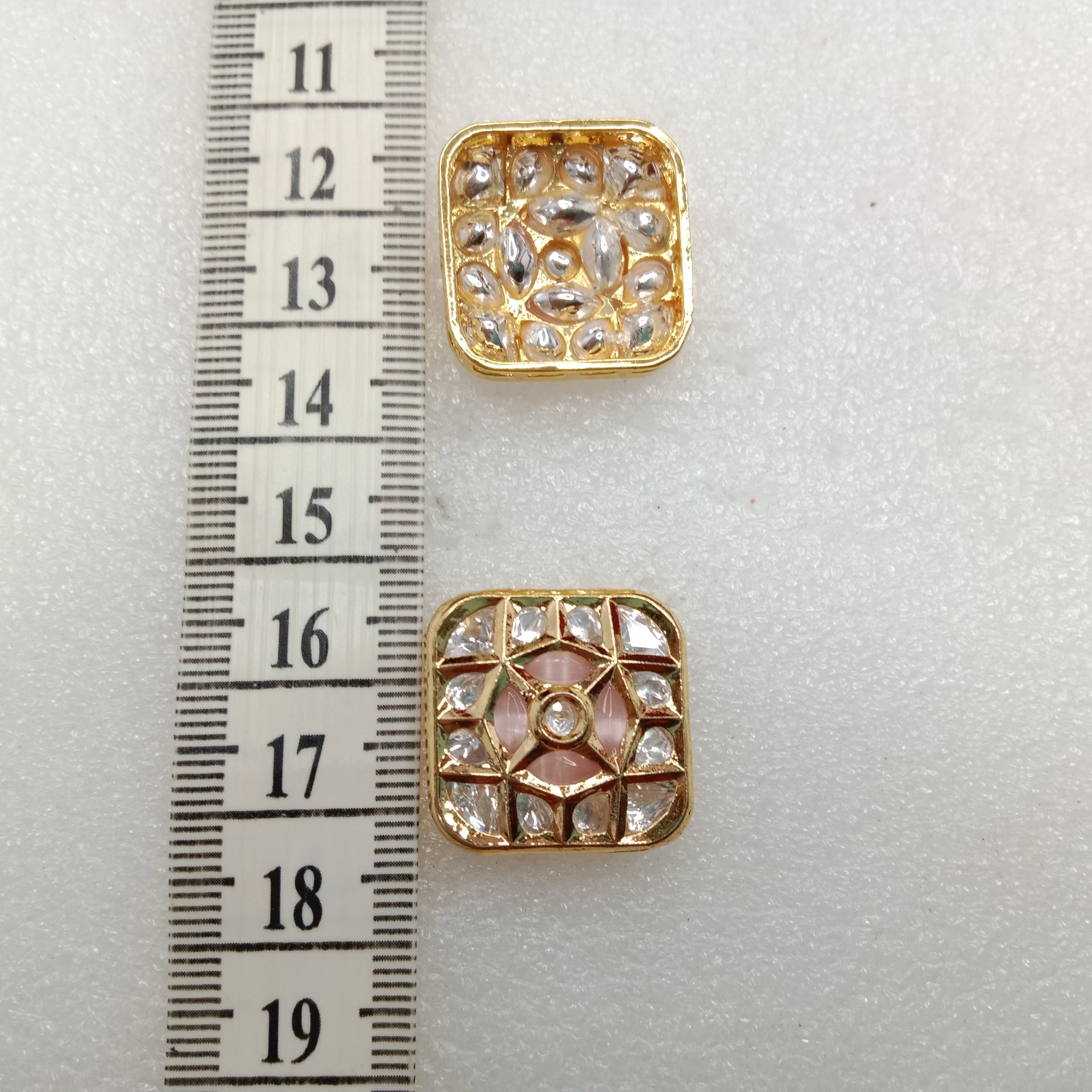 Light pink(4pcs) high quality square  shape kundan connectors 21mm(2cm)