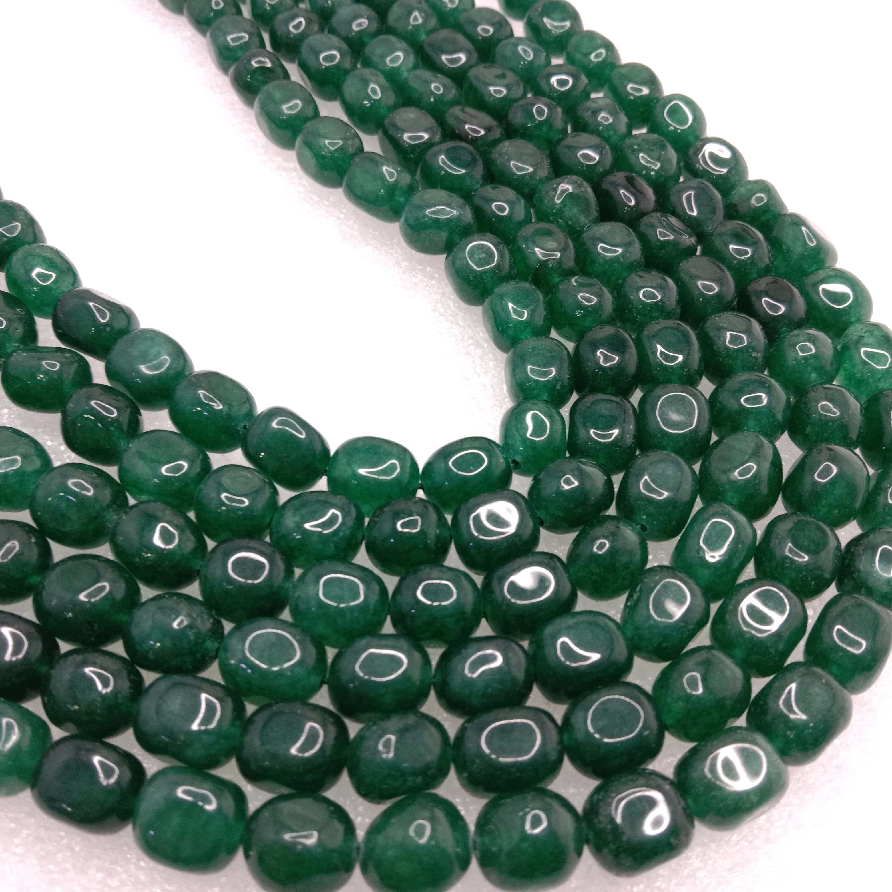 Green jade High quality tumble stone beads 1 string