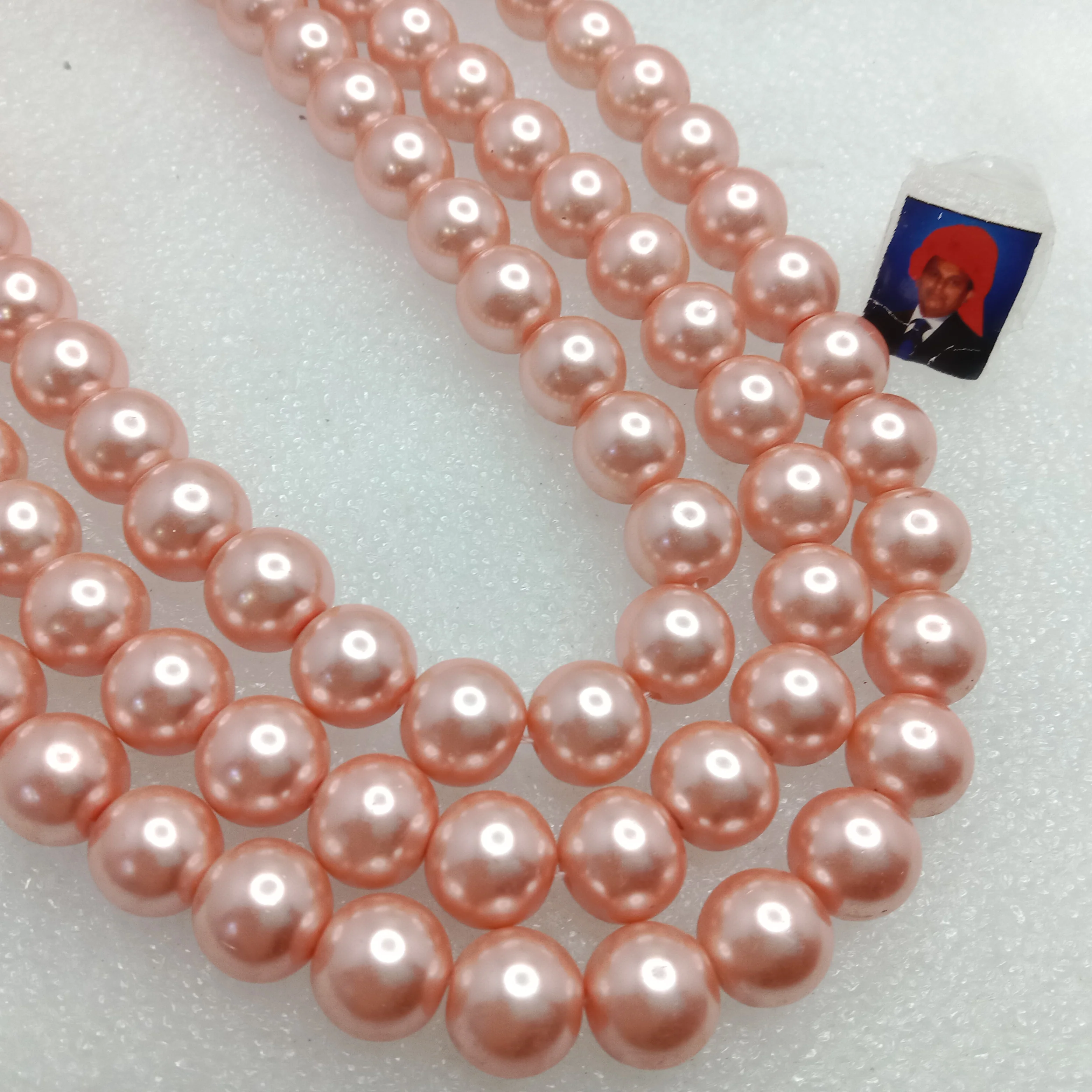 High quality pink metallic pearls 12 mm 1 string