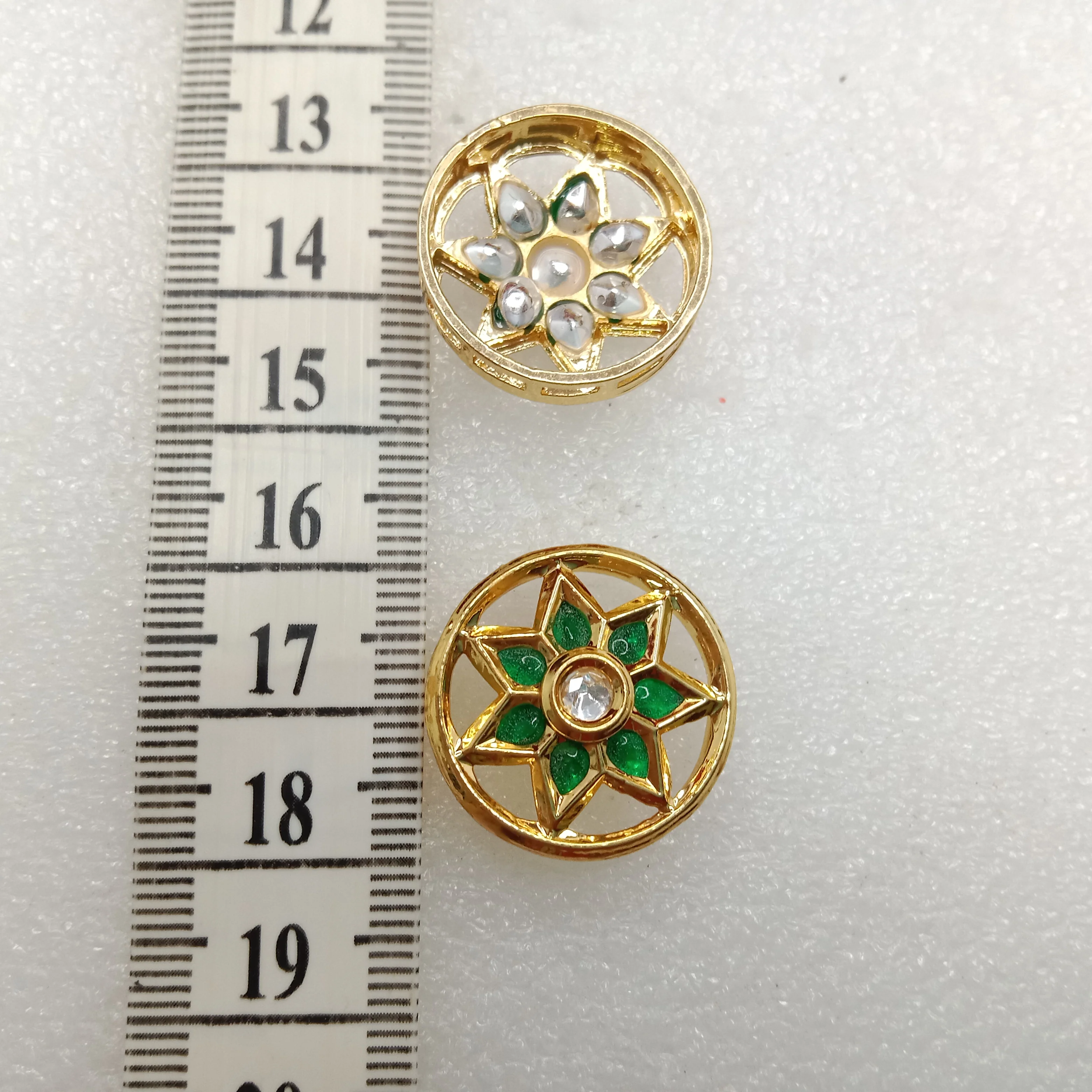 Dark green (4pcs) high quality round shape kundan connectors 20mm(2cm)