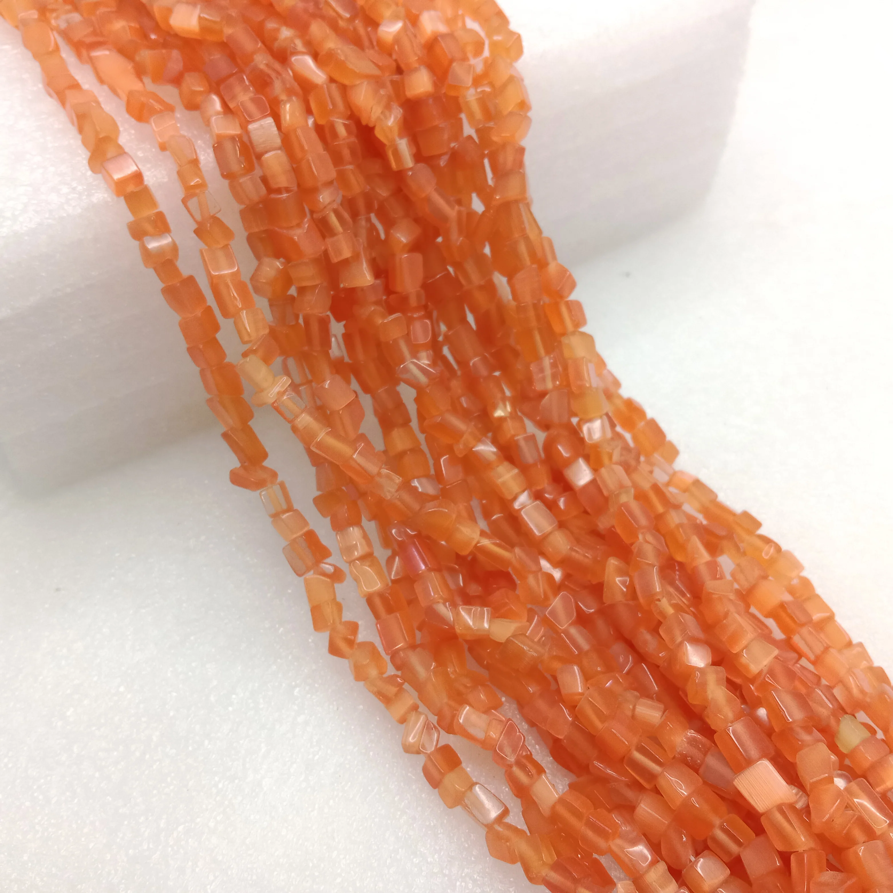 Orange Uncut monalisha stone beads 1 string