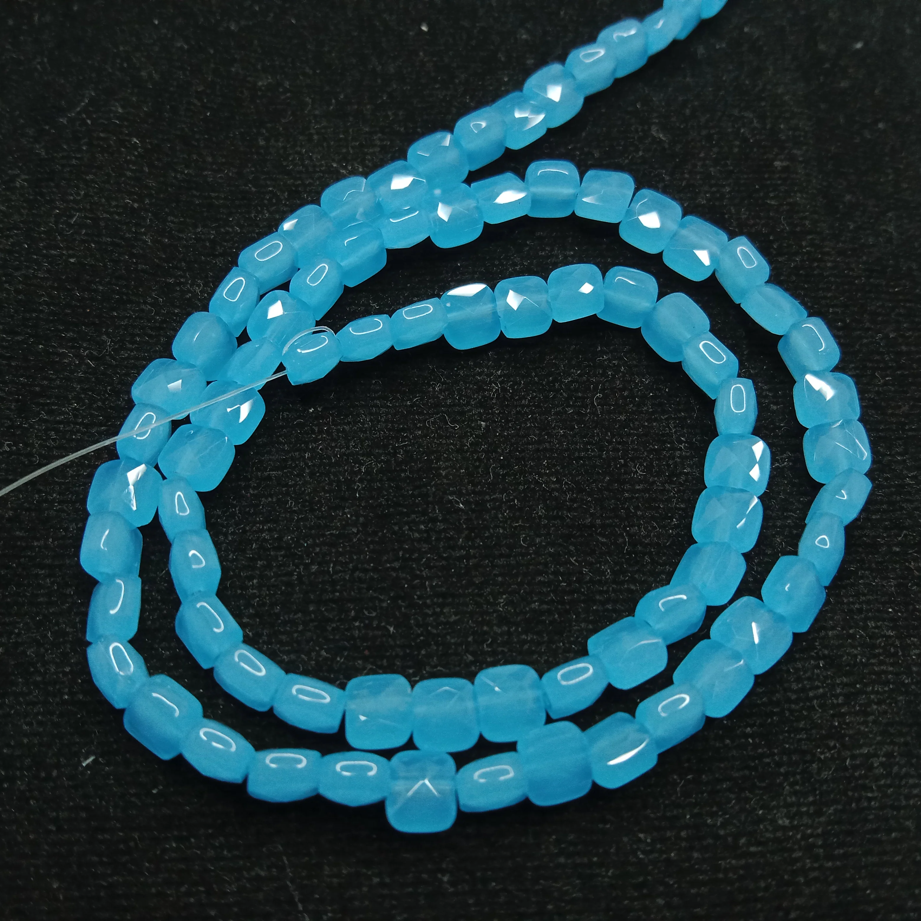 high quality light blue flat square shape crystal beads 5x5mm 1 string