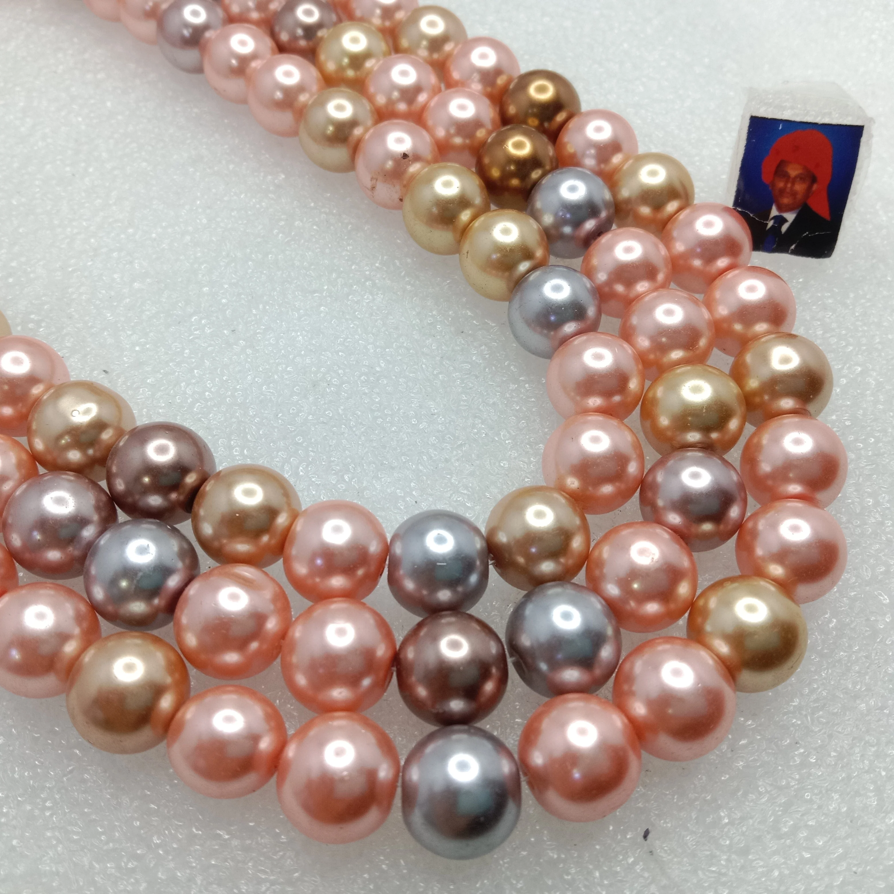 High quality multi colour metallic pearls 12 mm 1 string