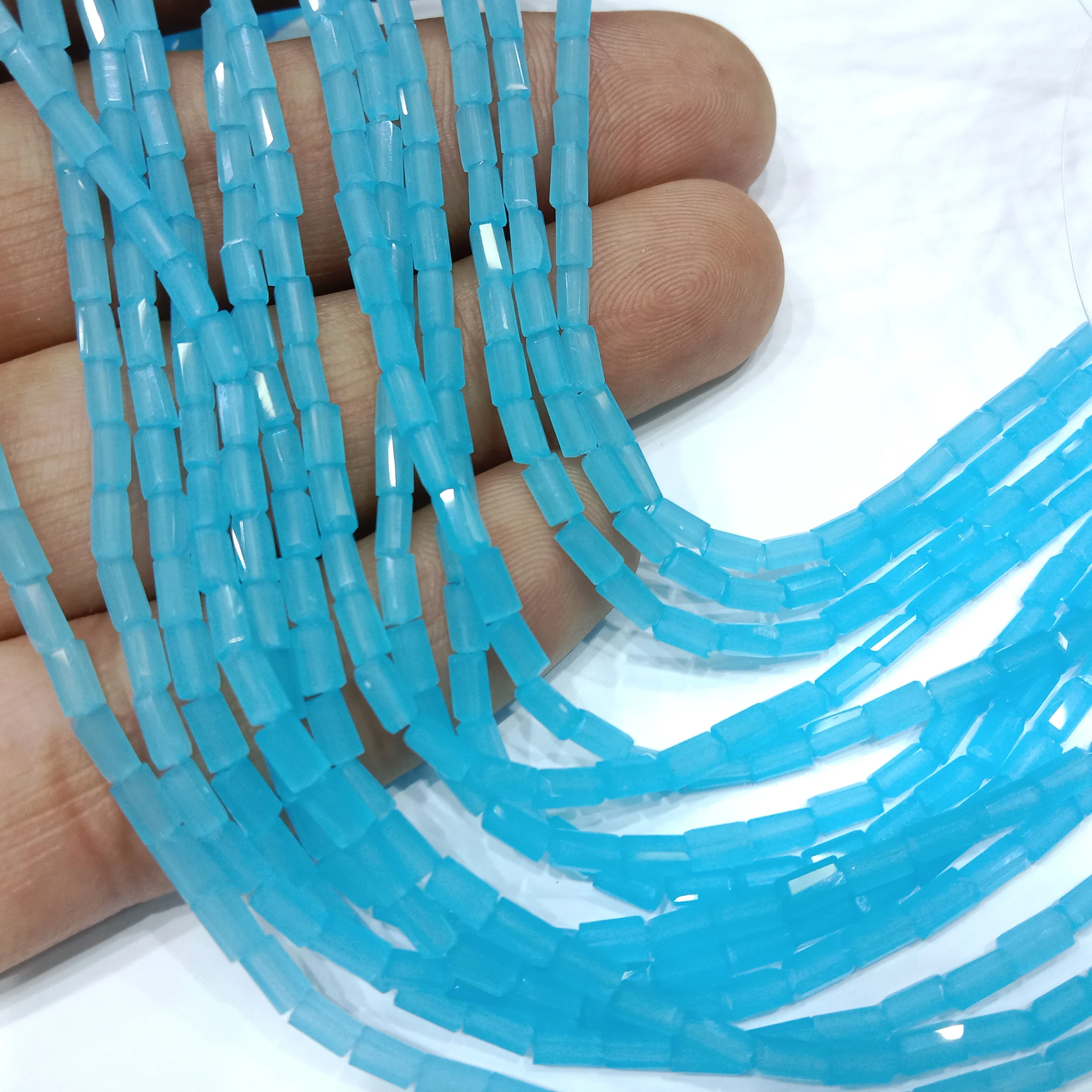 high quality light blue Retargel shape  crystal beads 3x6mm 1 string