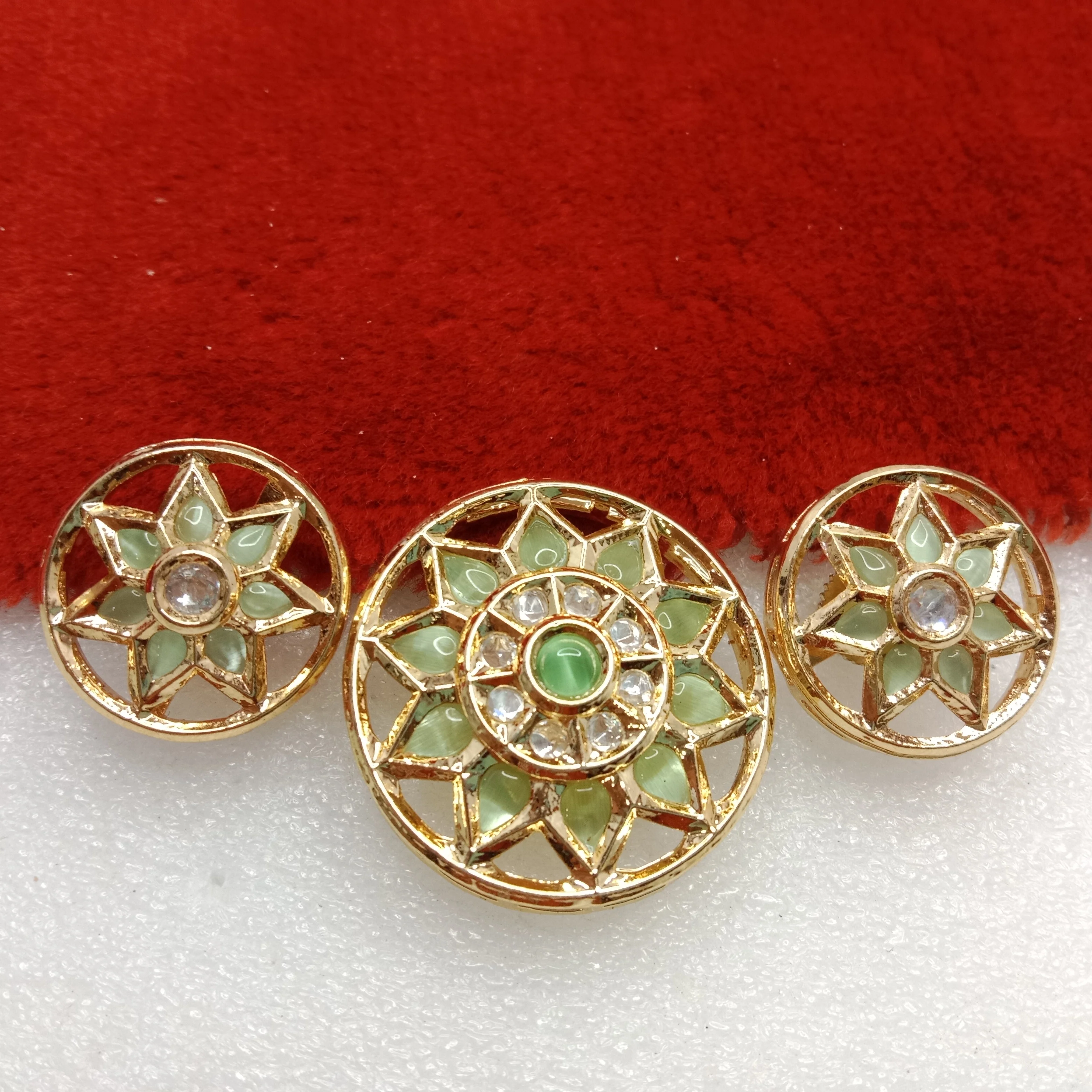 Mint (1set) high quality kundan pendant set round shape 33mm(4cm)