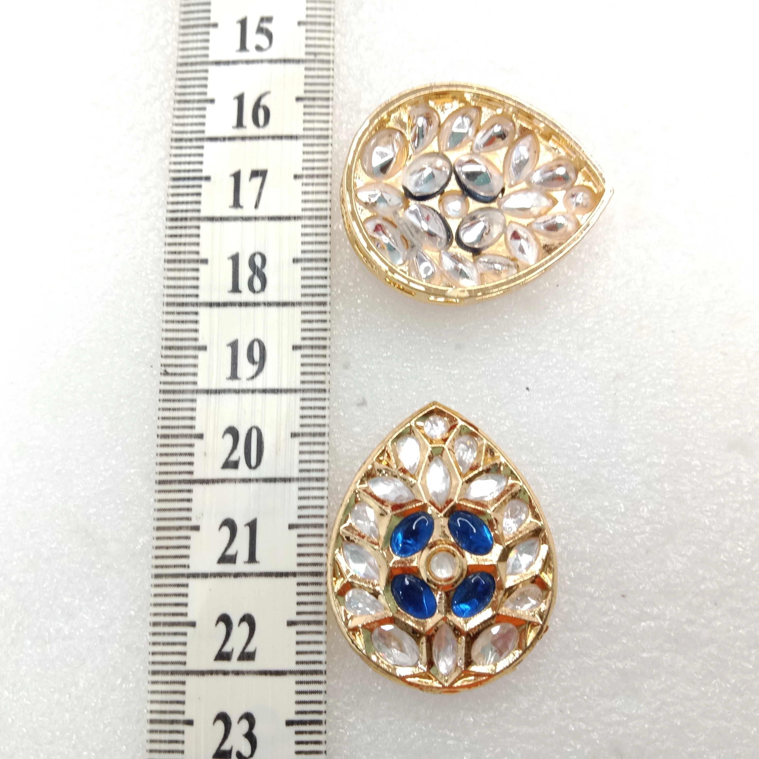 Dark blue(2pcs) high quality drop shape kundan connectors 33mm(3cm)