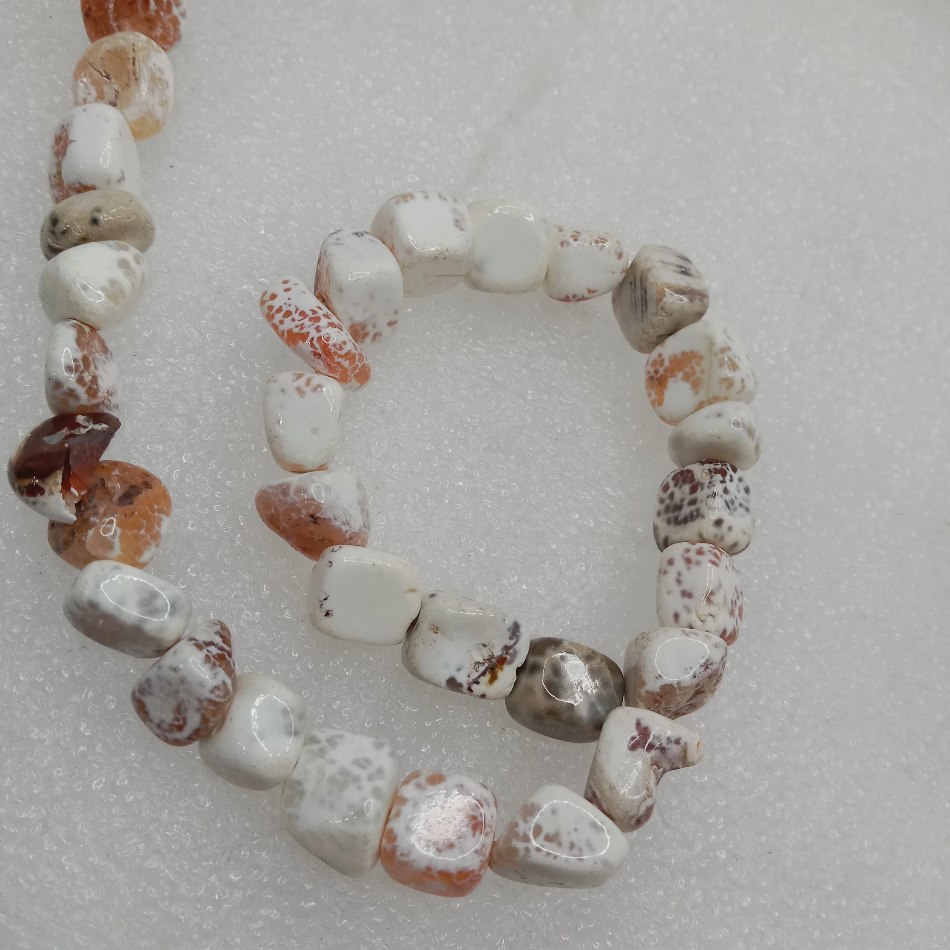 Textured white with brown shaded beads