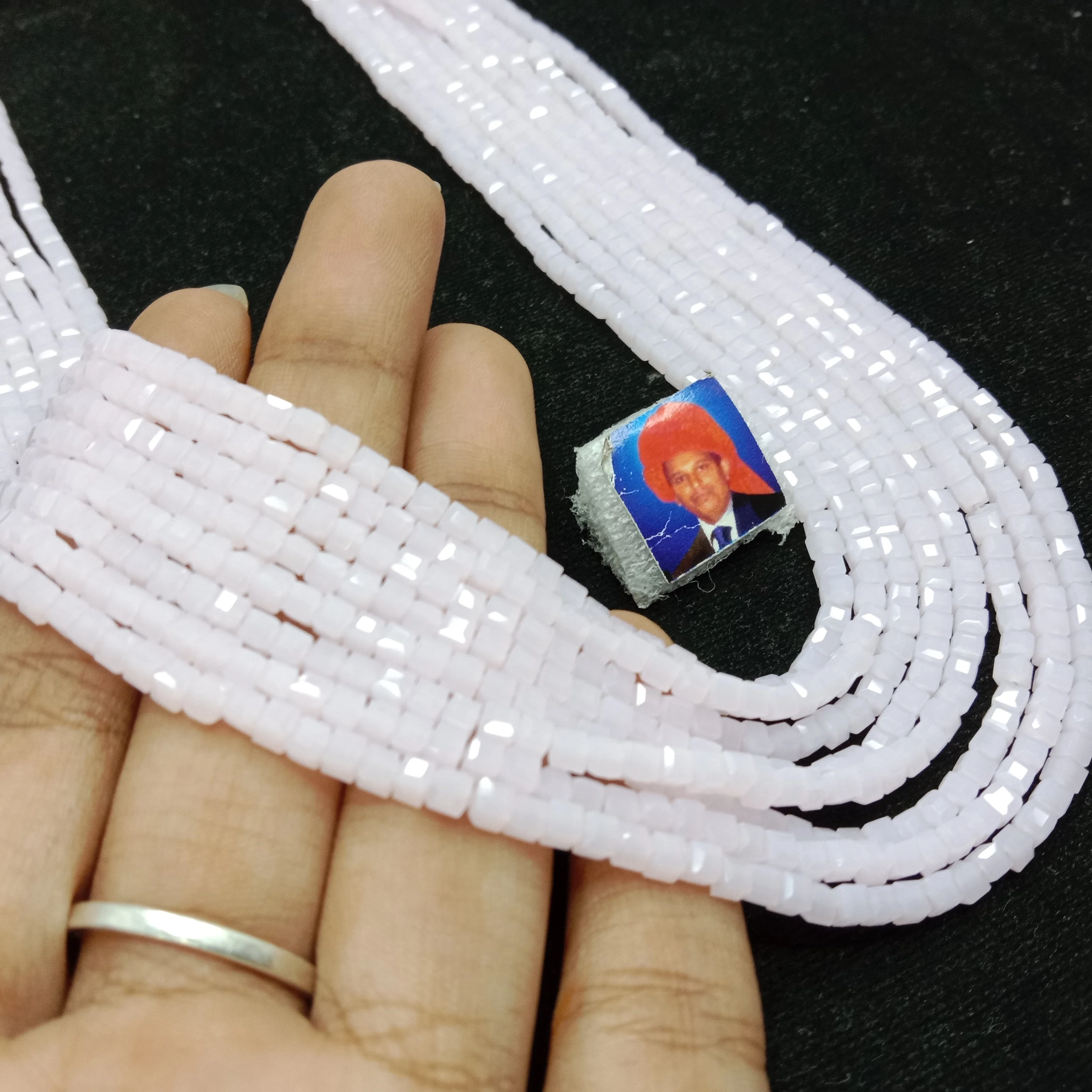 high quality light pink square shape crystal beads 3mm 1 string