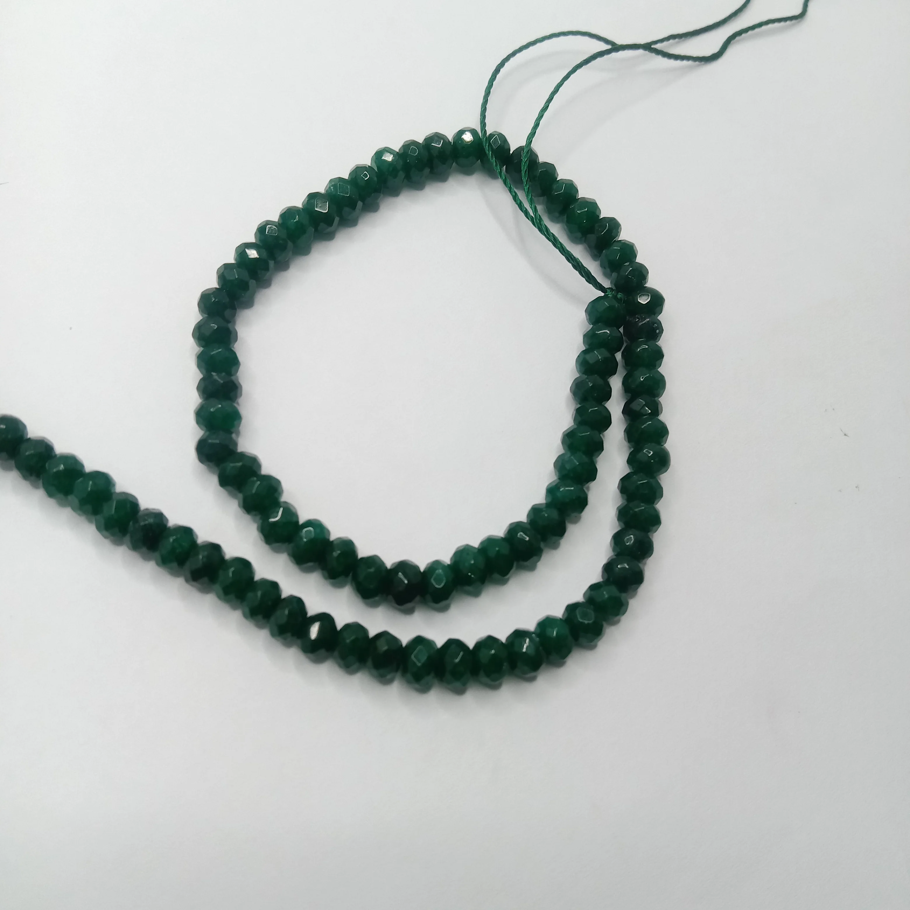 Dark Green High Quality agate Rondell Beads  4mm 1 string