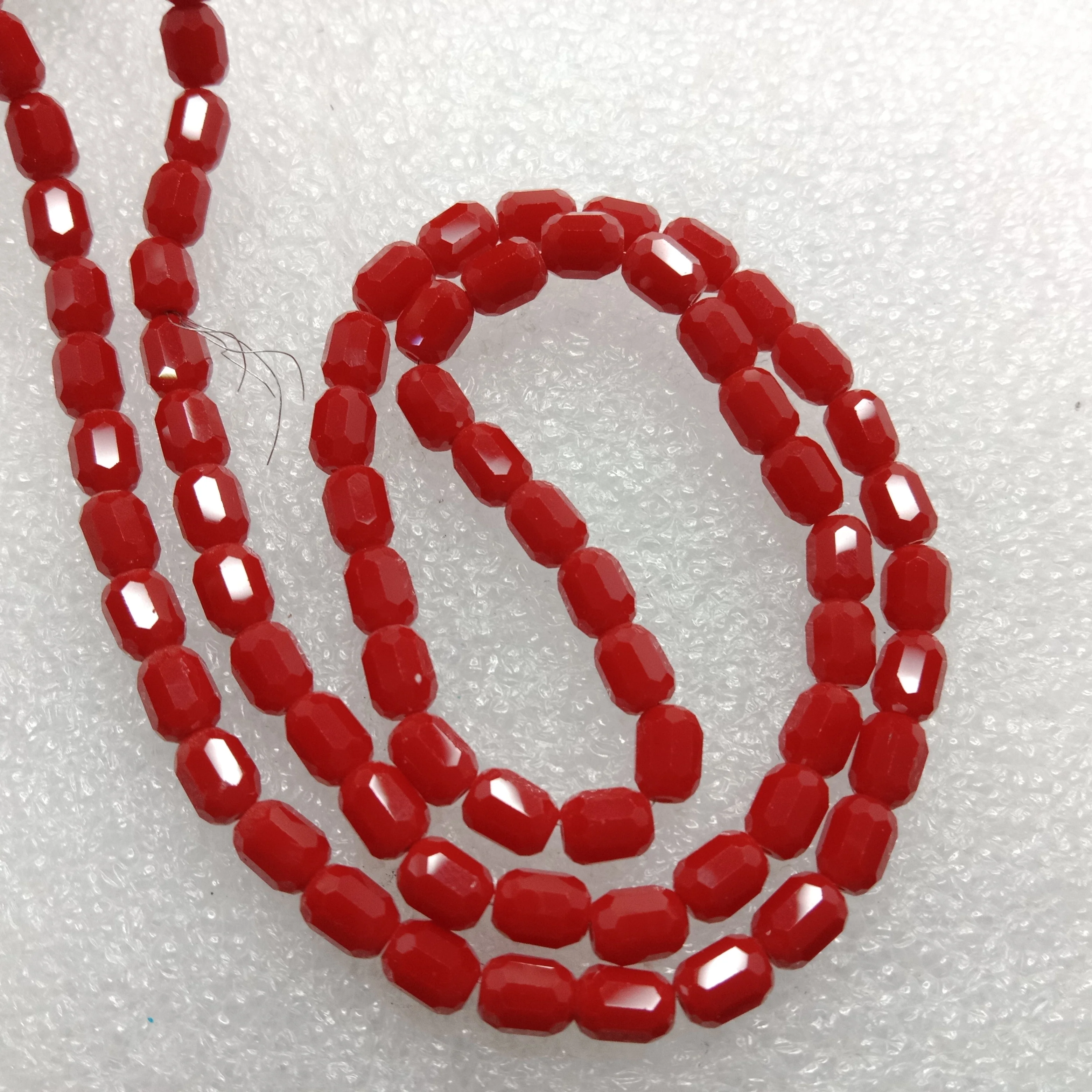 high quality red cylinder shape crystal beads 5x5mm 1 string