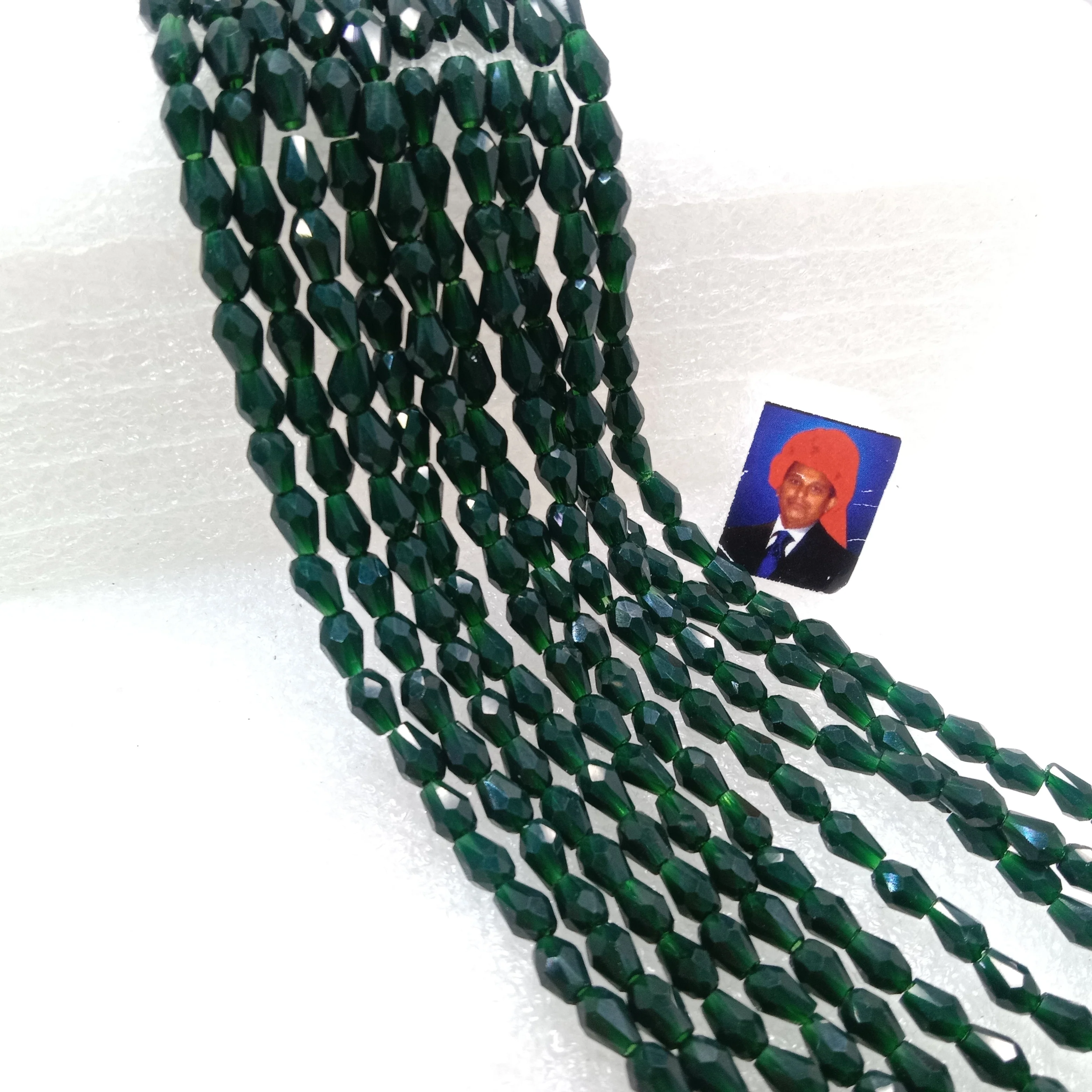 high quality dark green drop shape crystal beads 4x4mm 1 string