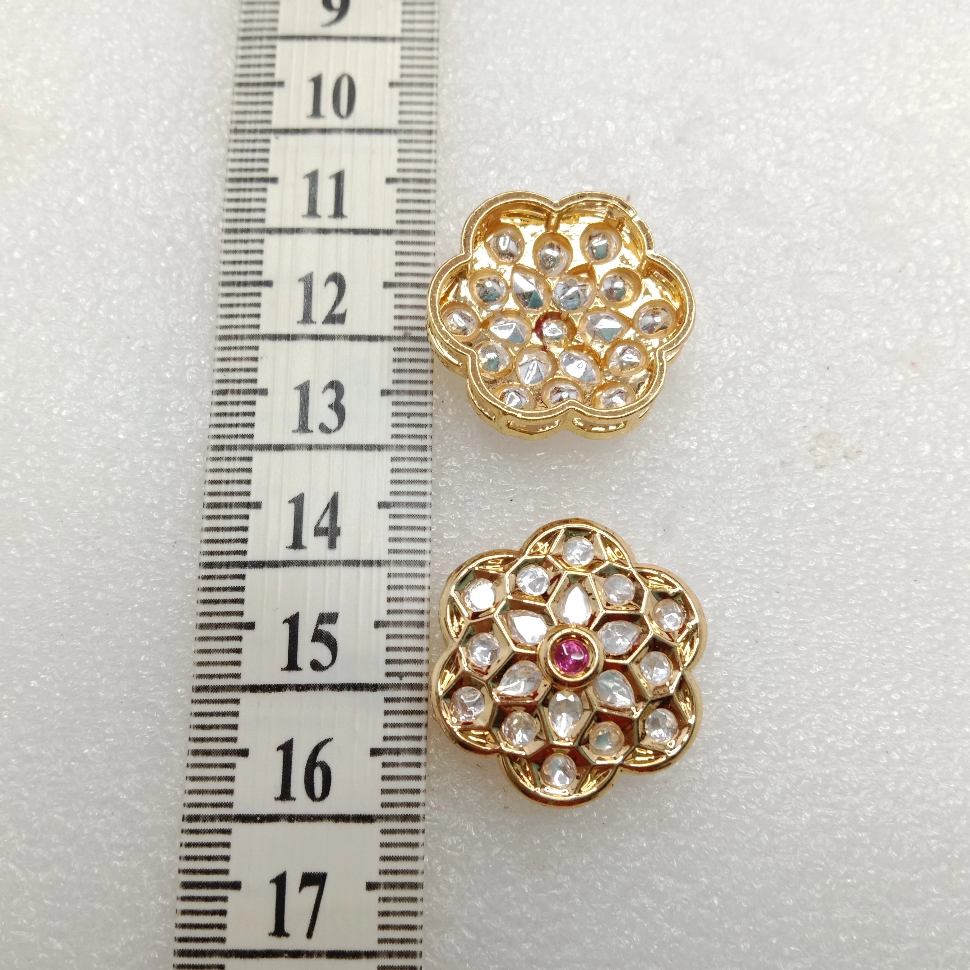 Dark pink (4pcs) high quality  flower shape kundan connectors 21mm(2cm)