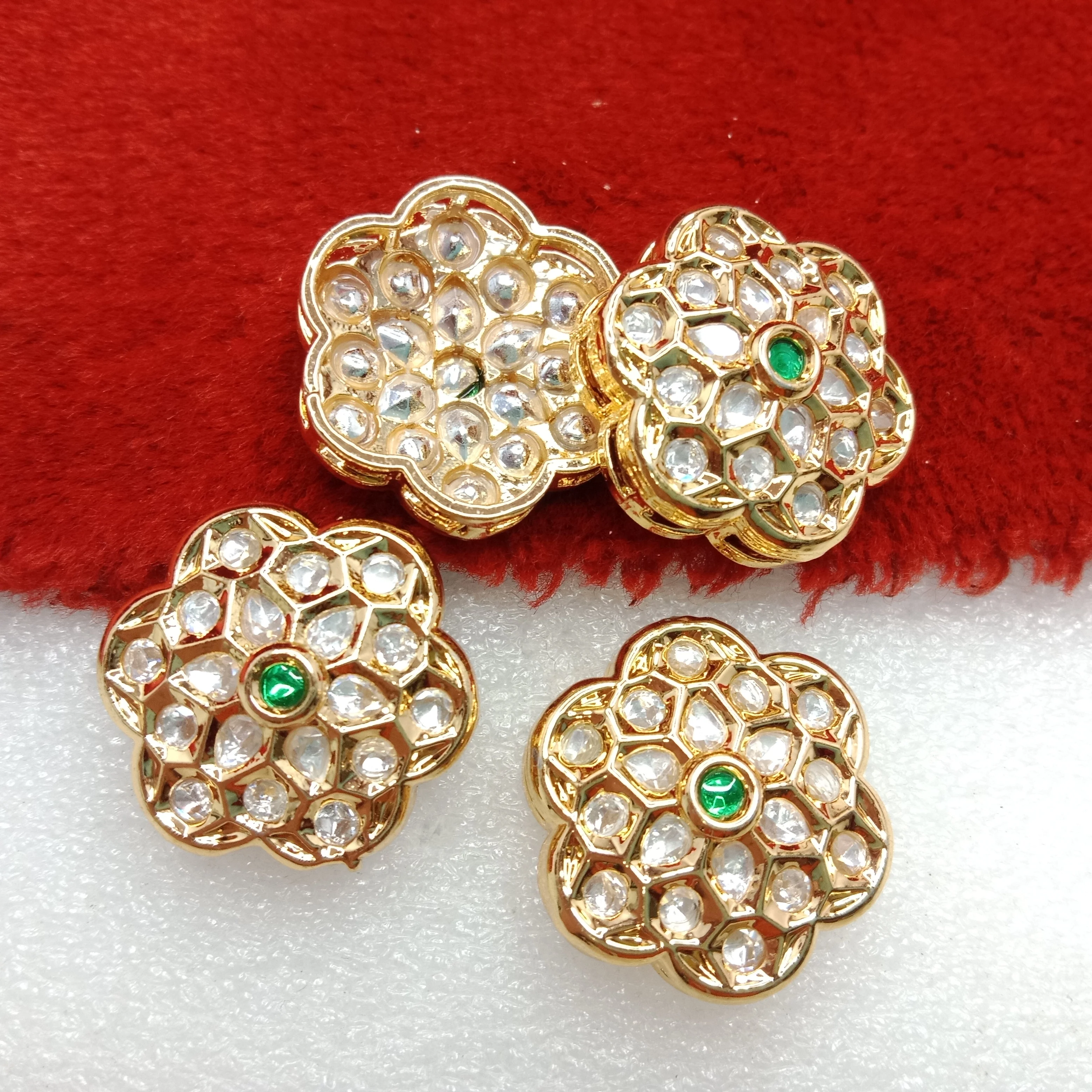 Dark green (4pcs) high quality  flower shape kundan connectors 21mm(2cm)