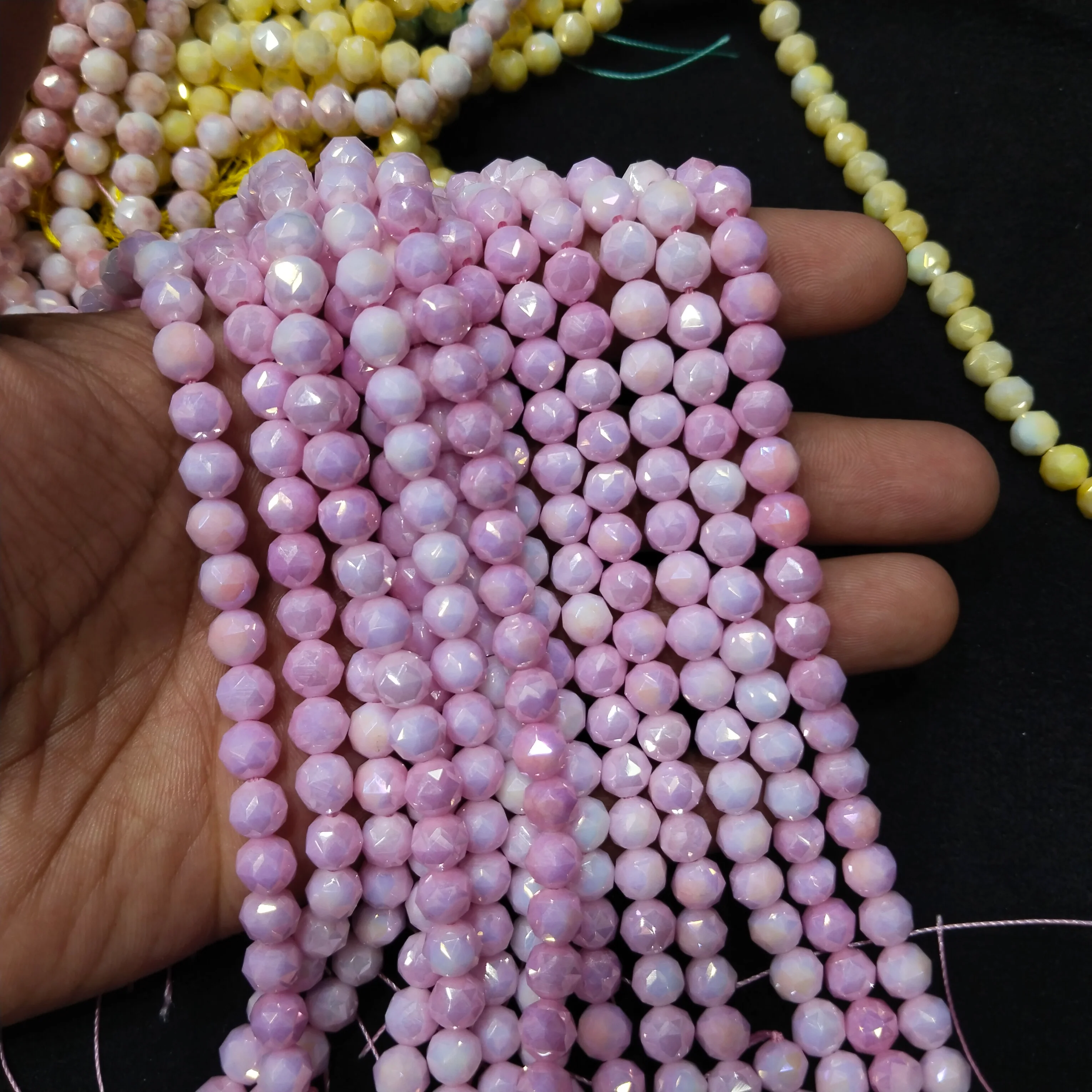 Light purple high quality fascited crystal beads 1 string