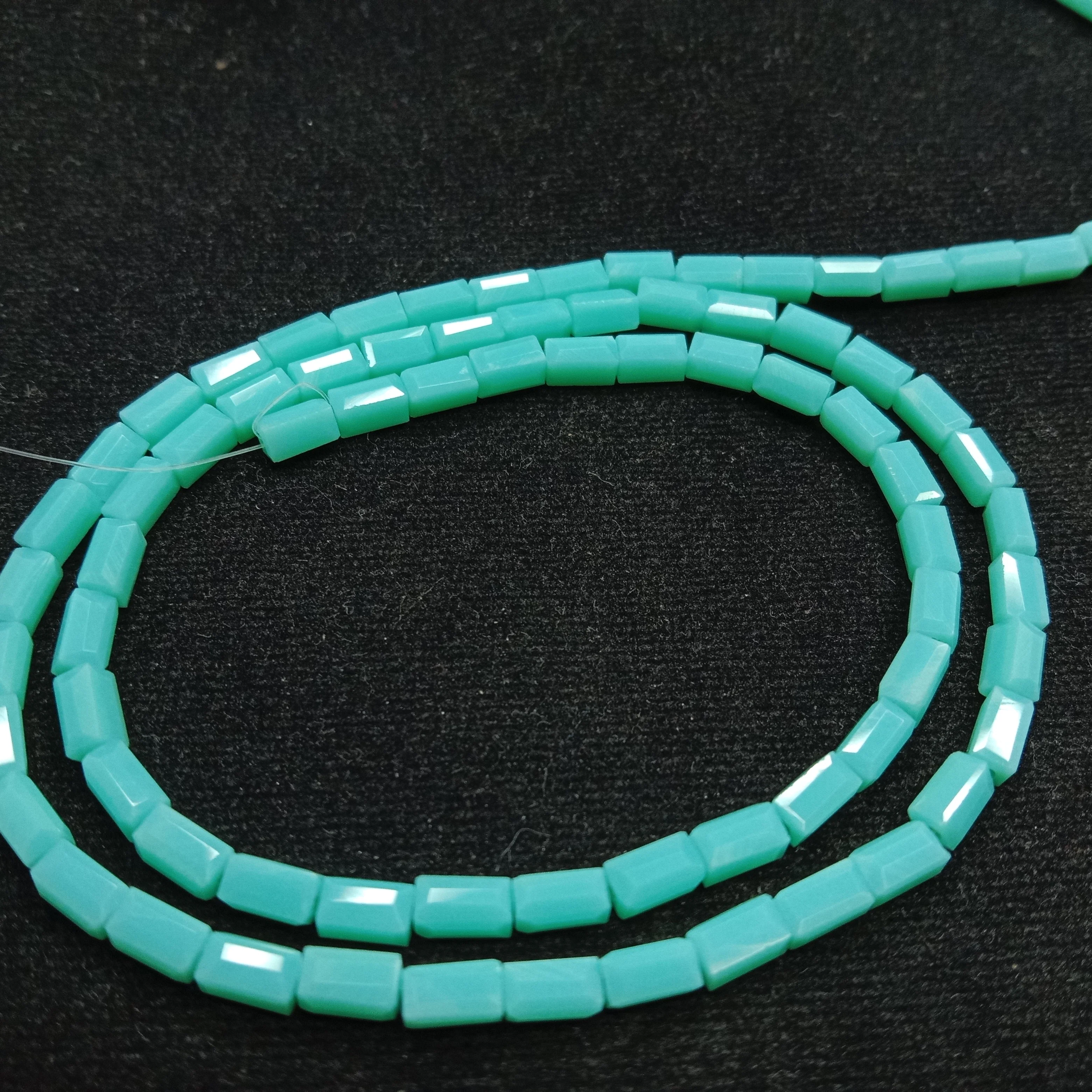 high quality sea green Retargel shape crystal beads 3x6mm 1 string