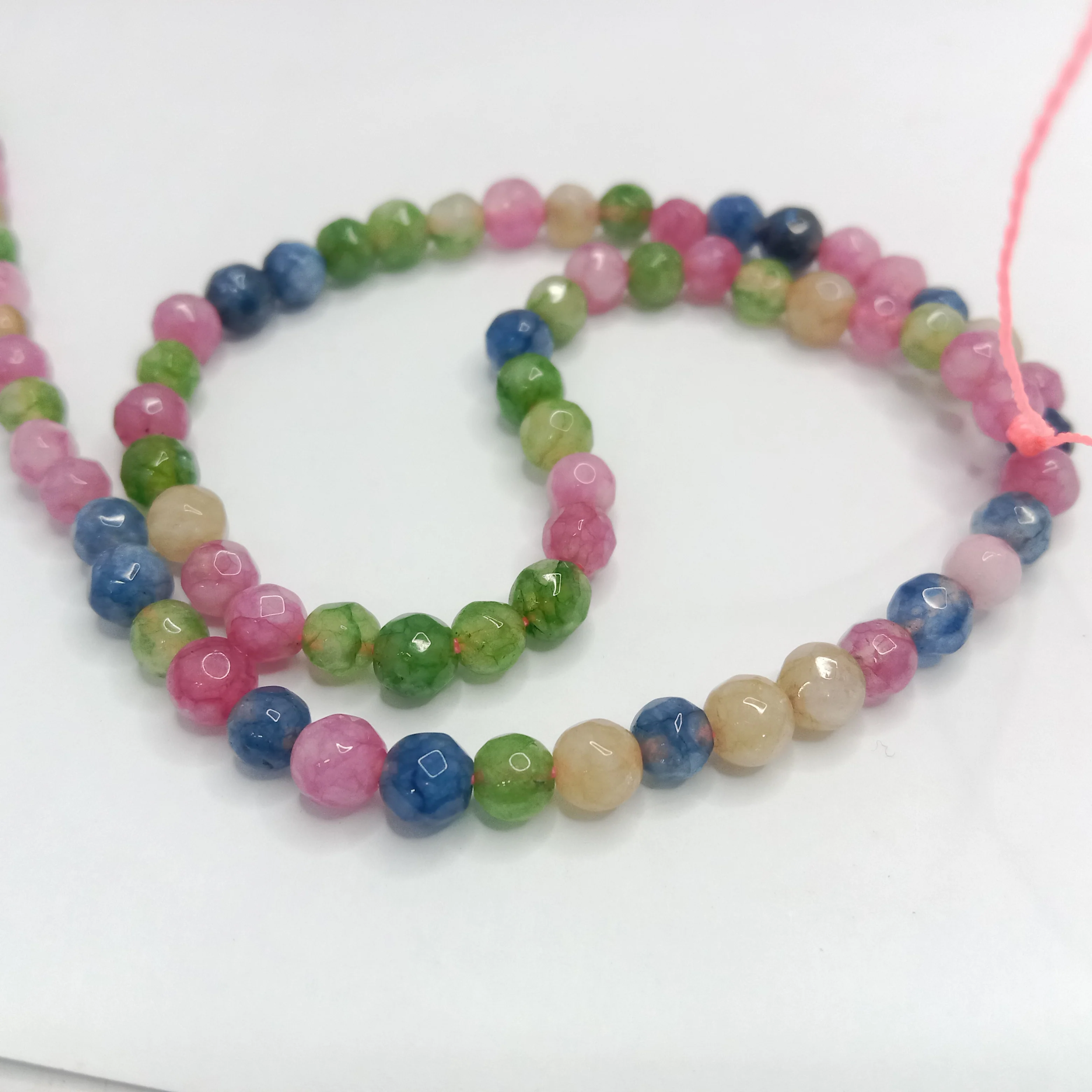 Light multi colour High Quality agate Round Beads 4mm 1 string